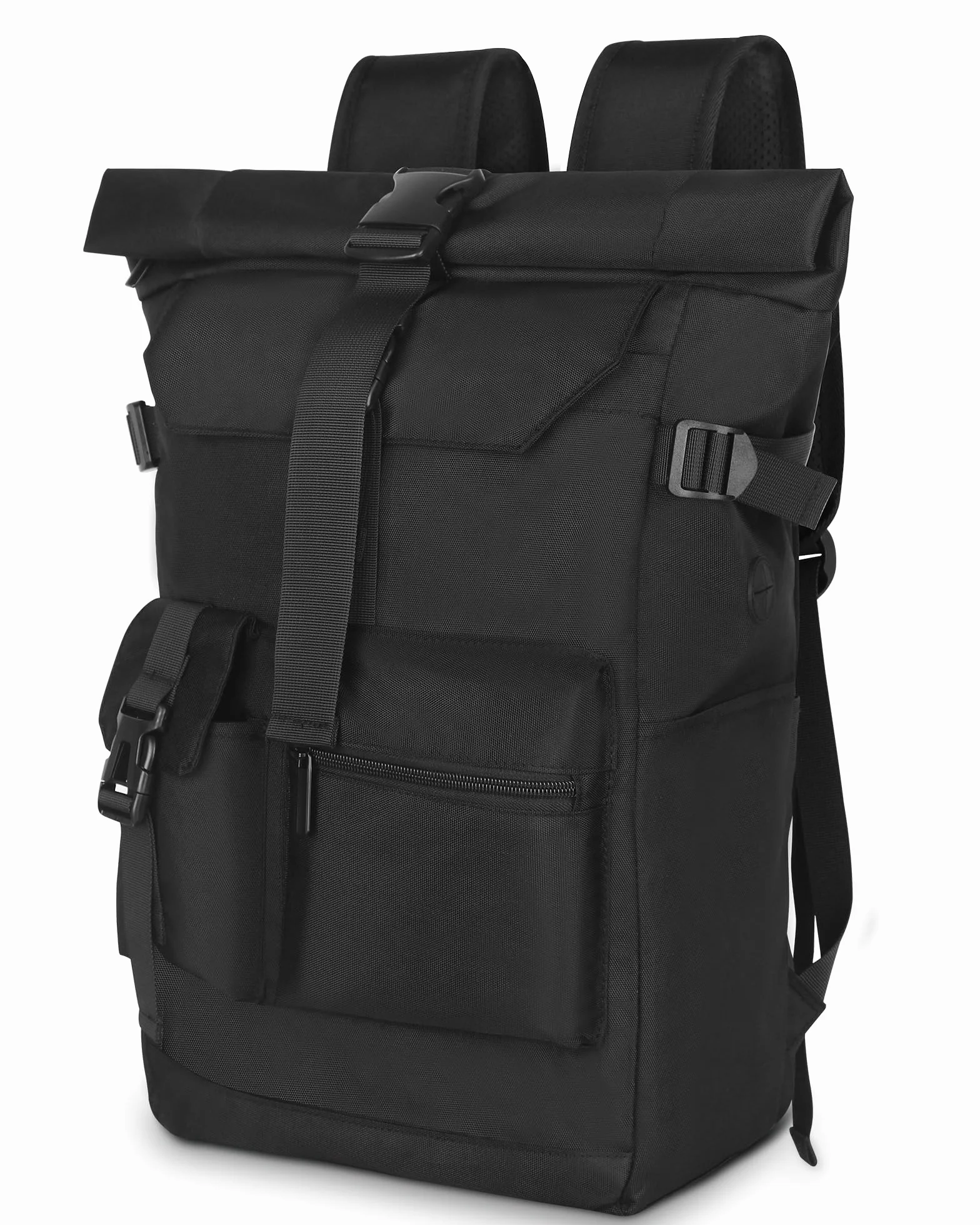 Rolltop plecak wodoszczelny, duży plecak dla mężczyzn i kobiet, Plecak zwijany z kieszenią na laptopa o przekątnej ekranu 17,3", plecak podróżny, plecak turystyczny, do pracy(Czarny) (czarny)