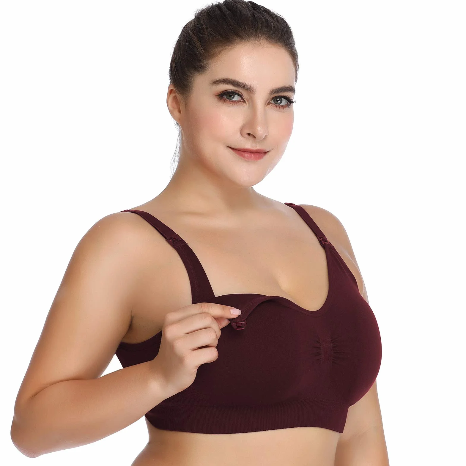 Womens Seamless Nursing Bra Sleeping Maternity Bralette for Breastfeeding Color Black Beige Red Size L
