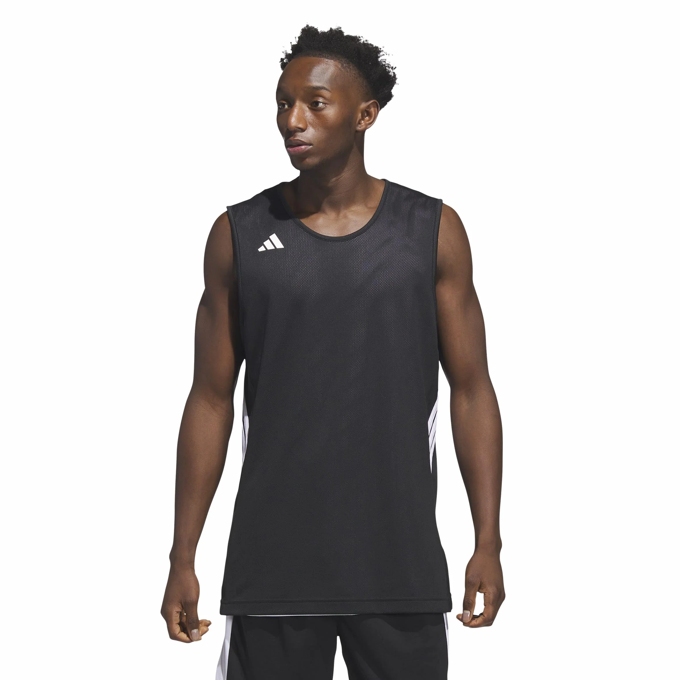 adidas Mezczyzni M Everyday Pro Bball Jersey Shirt, Black/White, L