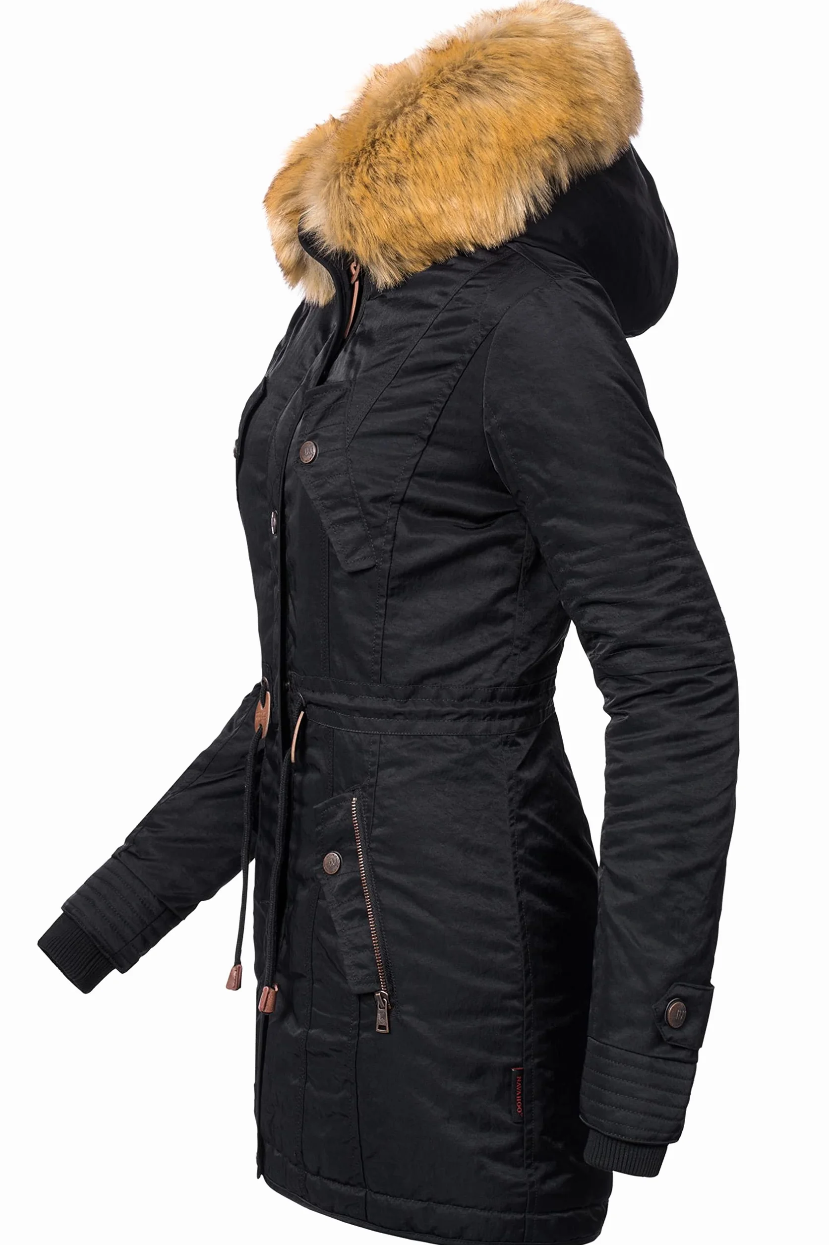 Navahoo Damski płaszcz zimowy, ciepła parka, długi z kapturem, La Viva, XS-3XL