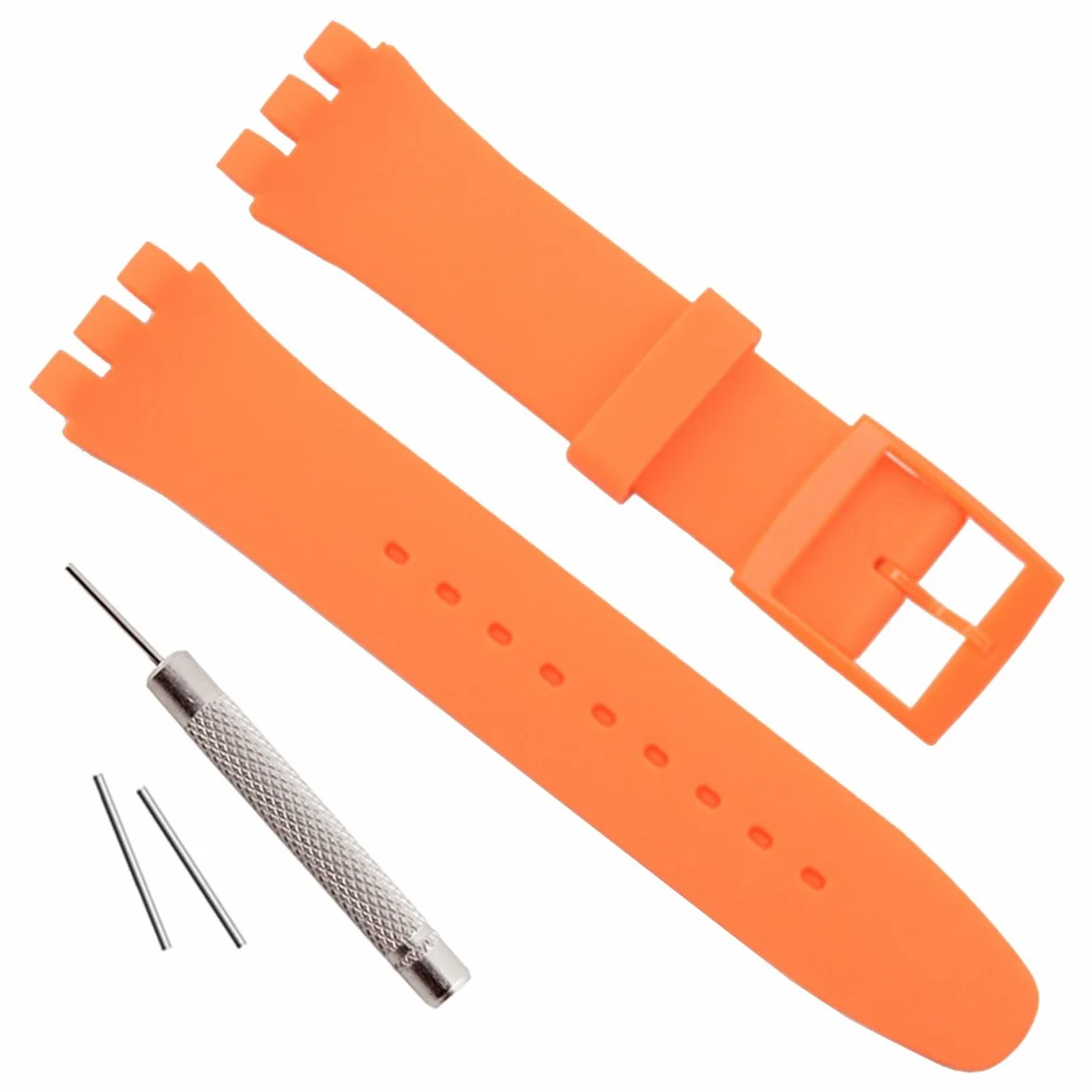 Wodoodporny pasek silikonowy, pasek do Swatch (1,7 cm, 1,9 cm, 2 cm), Kolor: pomarańczowy, 17mm, pasek