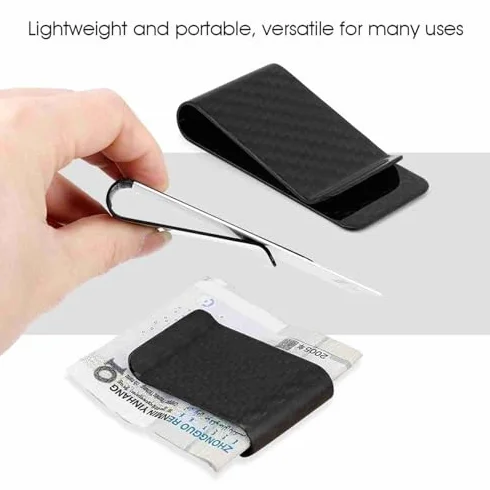 Portfel z Klipsem na Pieniądze z Włókna Węglowego Ultralight Business Money Cash Clip Cards Credit Clamp Wallet Przenośny Wizytownik dla Kobiet Mężczyzn