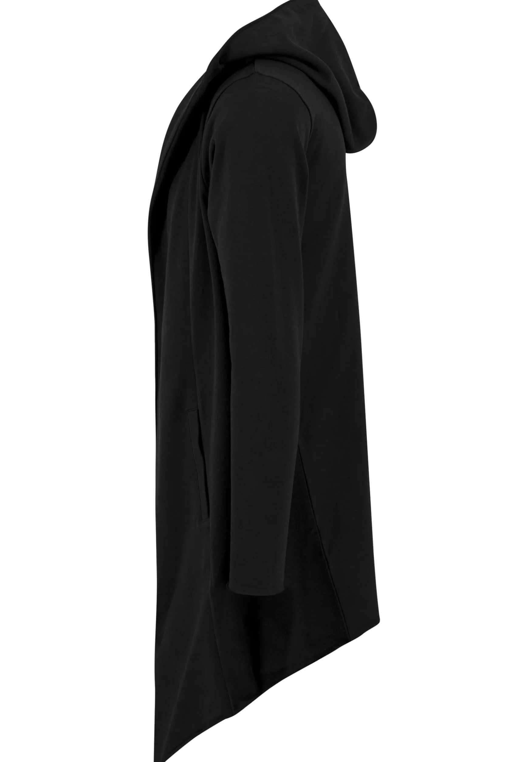 Urban Classics Męska kurtka Long Hooded Open Edge Cardigan, długa bluza z kapturem w wielu kolorach, rozmiary XS - 5XL, czarny, S