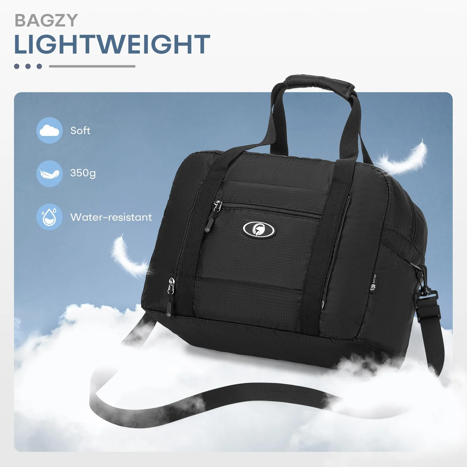 BAGZY Torba Podręczna 40x30x20 Wizzair 25L Składana Torba Sportowa Weekendowa Wodoodporna Torba Podróżna z Nylonu na Ramię Torba Kabinowa z Workiem Próżniowym dla Szpitala Podróży i Codziennego Użytku