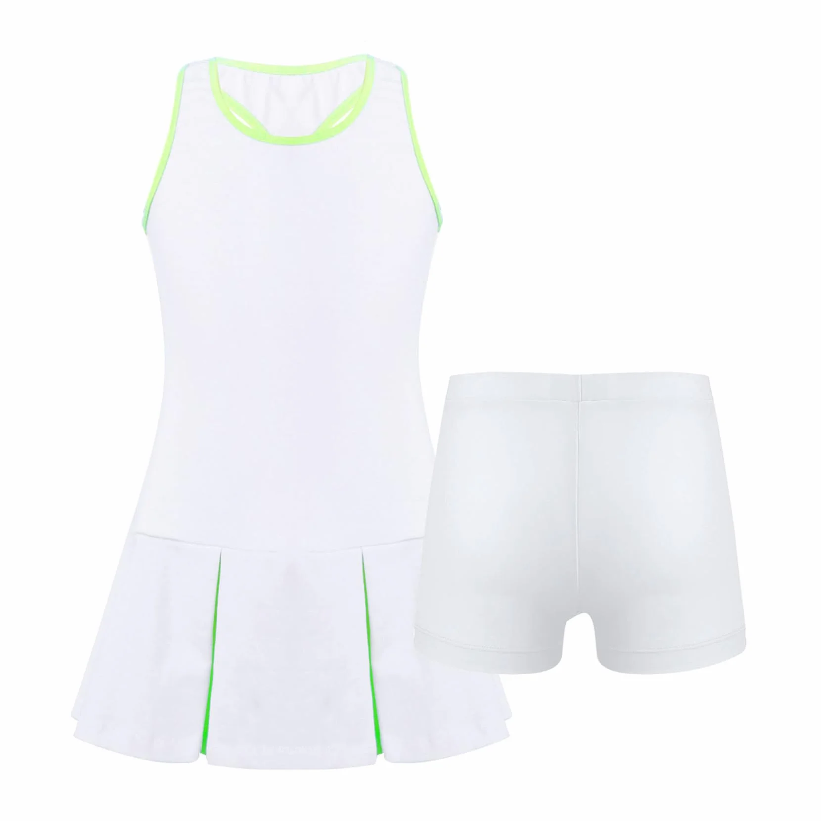 3-częściowy zestaw sportowy dla dziewcząt, sukienka tenisowa, tank top ze spódnicą, tenisem, golfem, badmintonem, sportowym dresem, fitnessu, tańcem, jogą