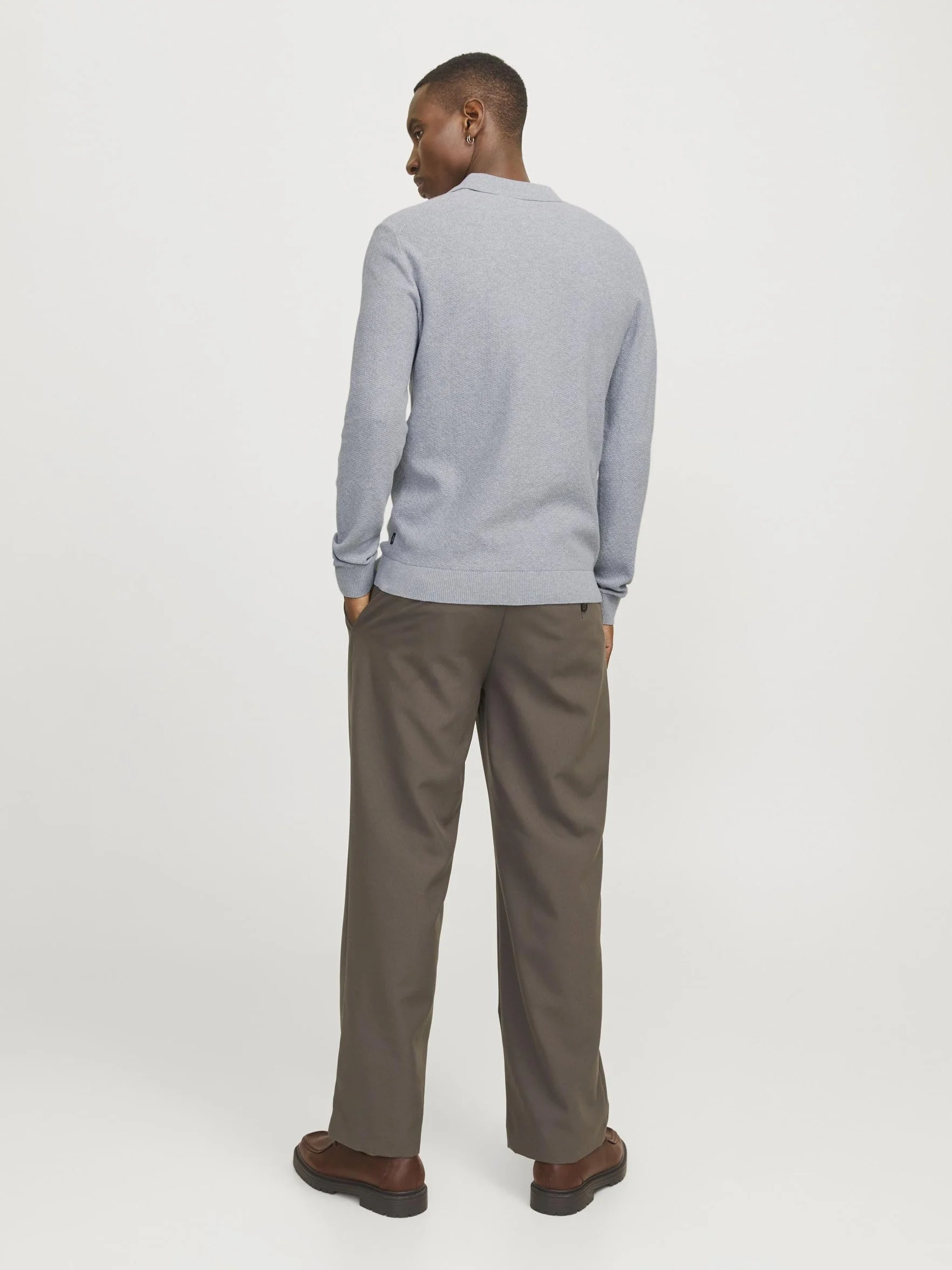 Jack & Jones JPRBLUSANDRI Knit Polo LS, jasnoszary melanżowy, S