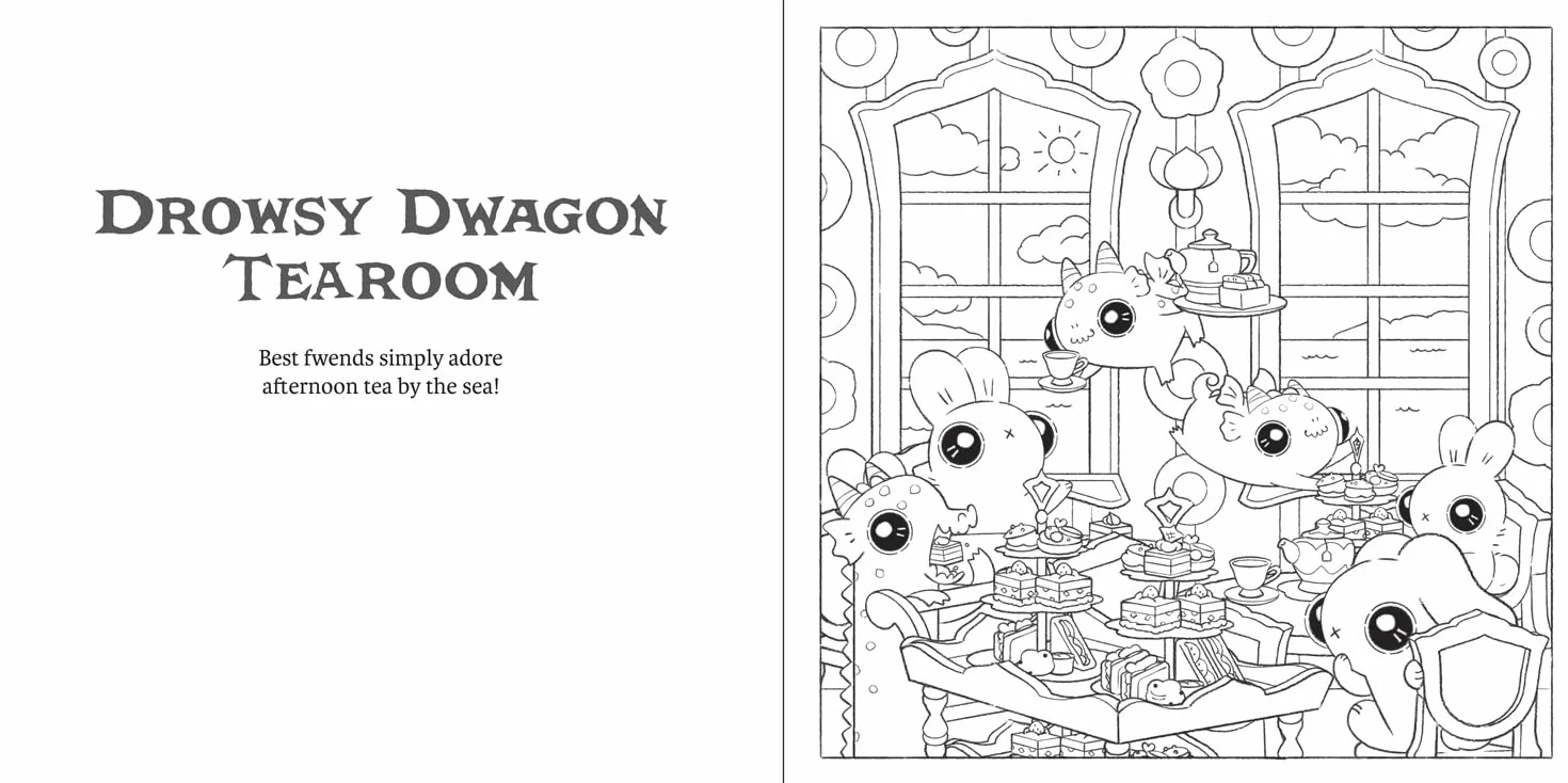 Bunnehs and Dwagons: Magical Kingdoms Cost Colouring: Hygge Colouring In Scenes with Kawaii Characters