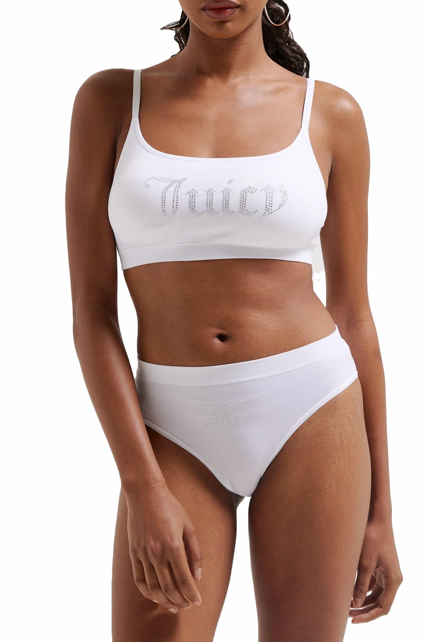 Juicy Couture Damska bielizna Juicy Diamante Bralette & HIGH Leg Brief zestaw bielizny, biały, standardowy (42 sztuki), biały, Rozmiar uniwersalny