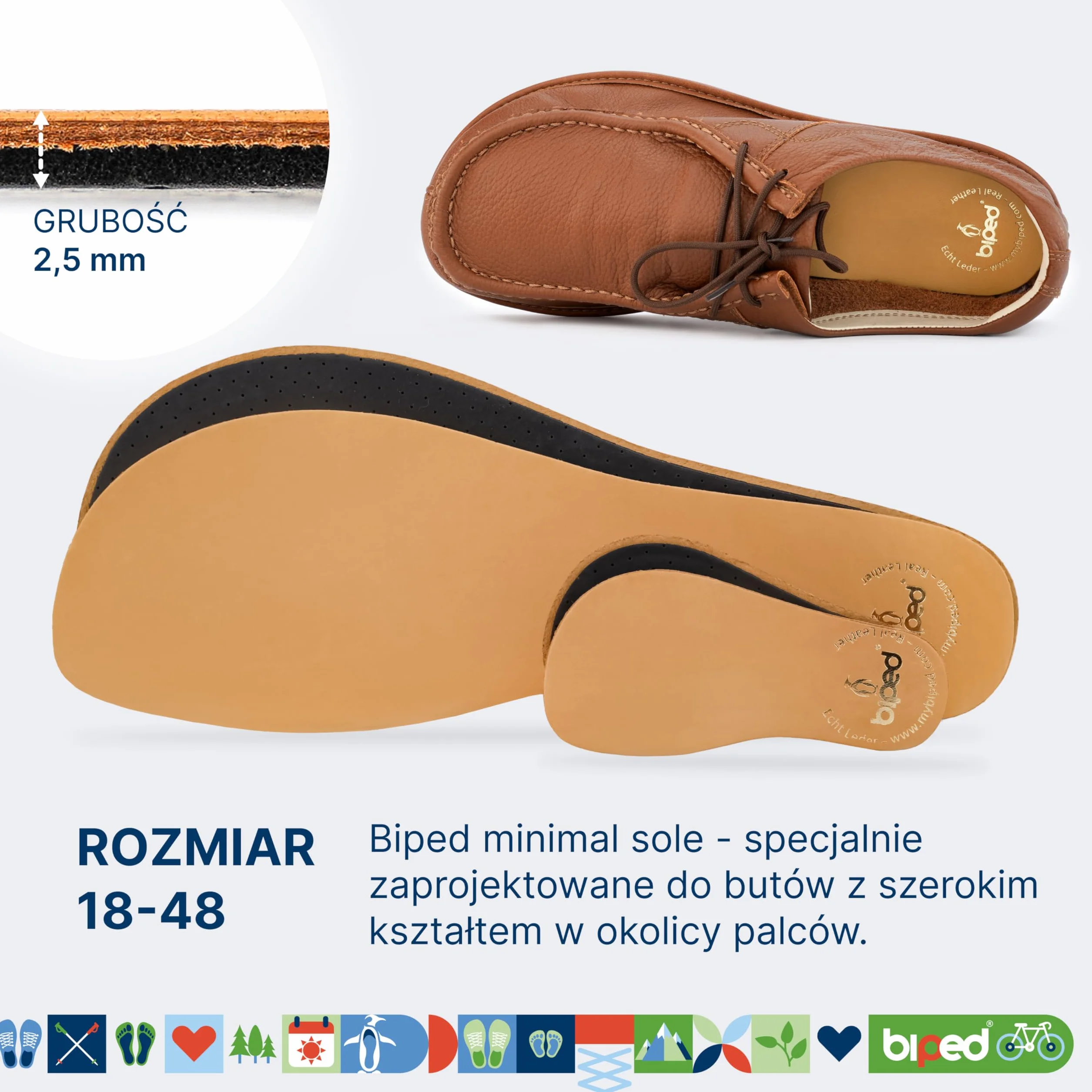 biped minimal sole LEDIGOS - 2 pary wkładek do butów minimalnych i bosych - wysokiej jakości skórzane wkładki z węglem aktywnym - dla dorosłych i dzieci(39)