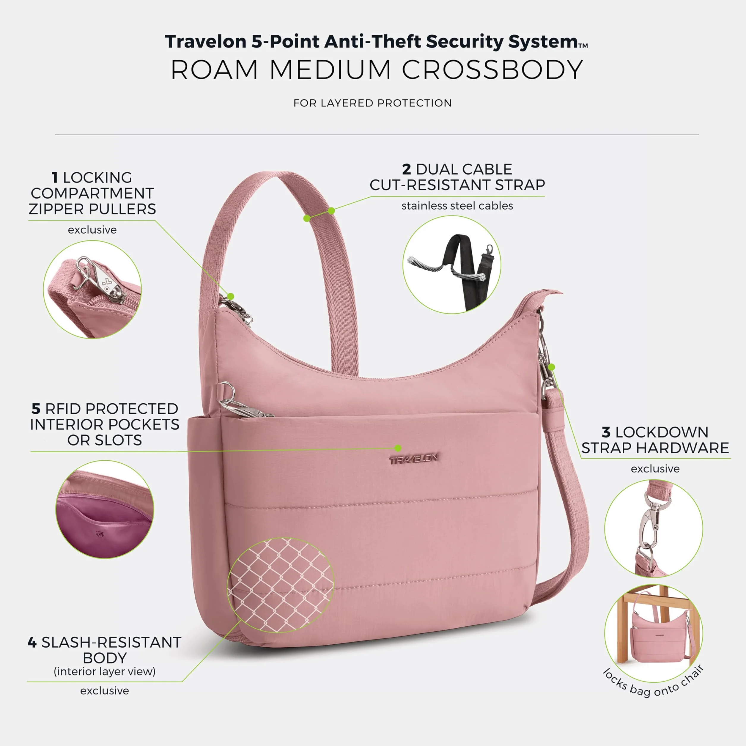 Travelon Crossbody Uniseks Travelon Anti-theft Roam Medium Crossbody