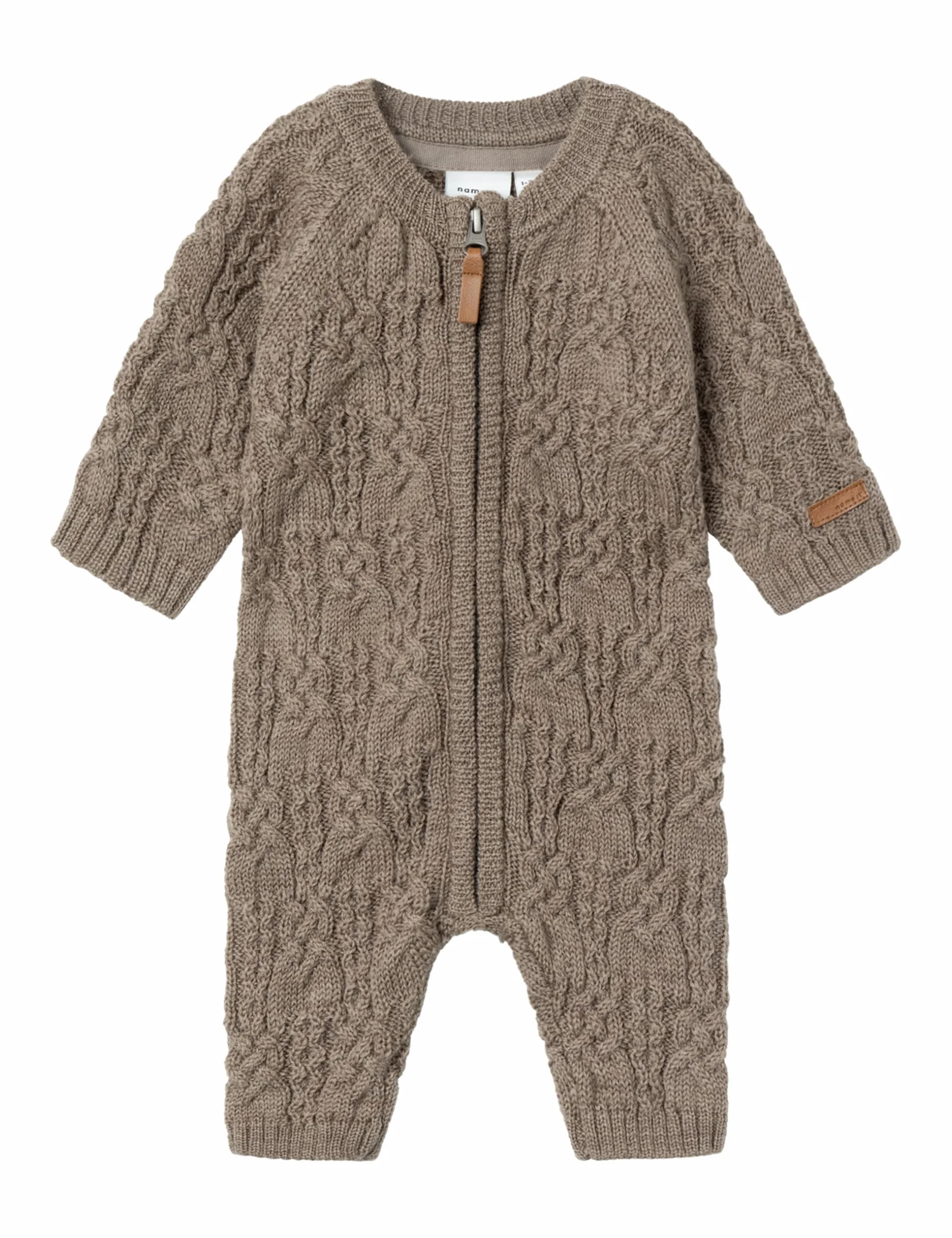 NAME IT Nbfwrilla Wool Ls Knit Suit śpioszki dla dziewczynek, brązowy, 62