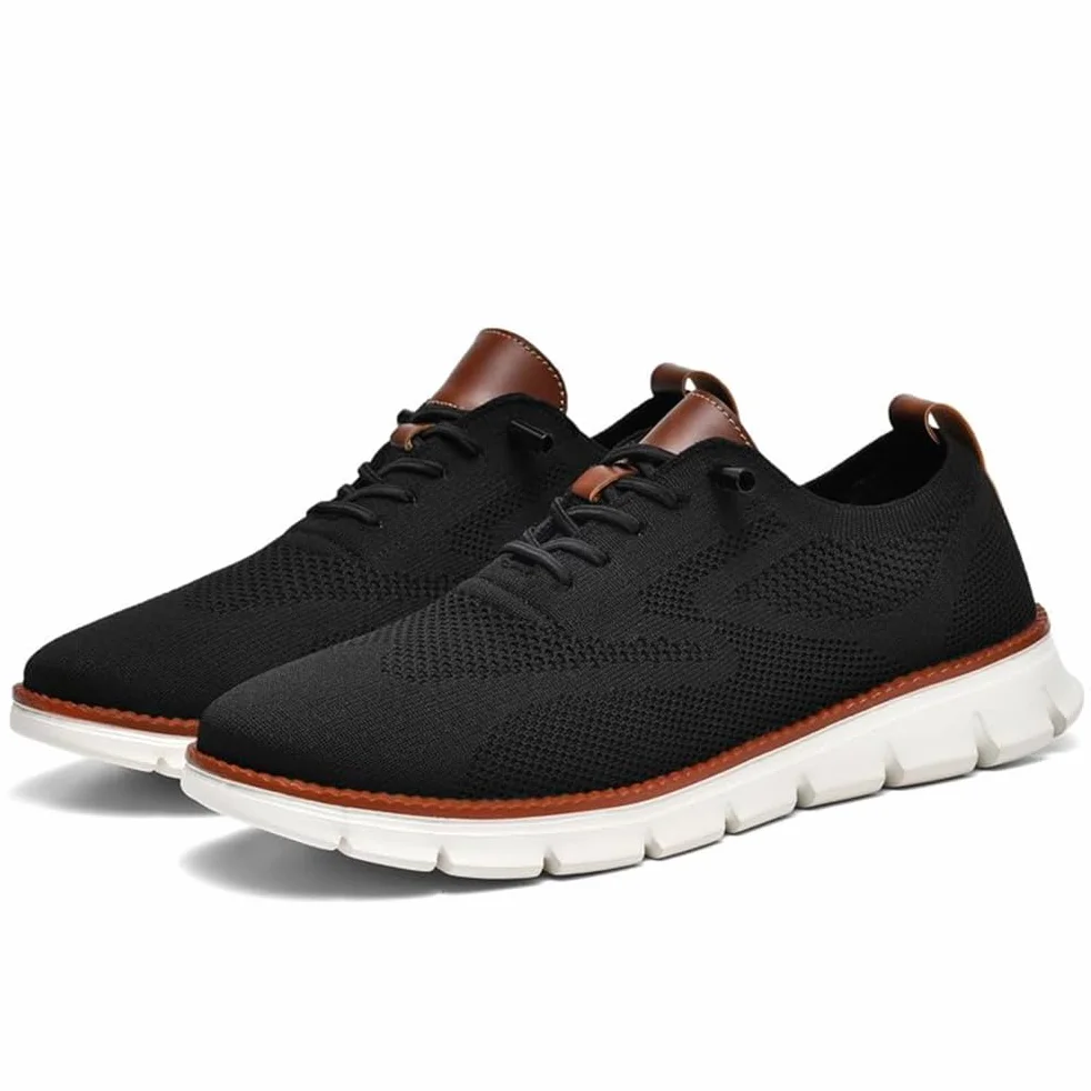 Męskie buty na co dzień, oddychające lekkie buty sportowe buty siatkowe, oksfordy sznurowane biznesowe buty do chodzenia