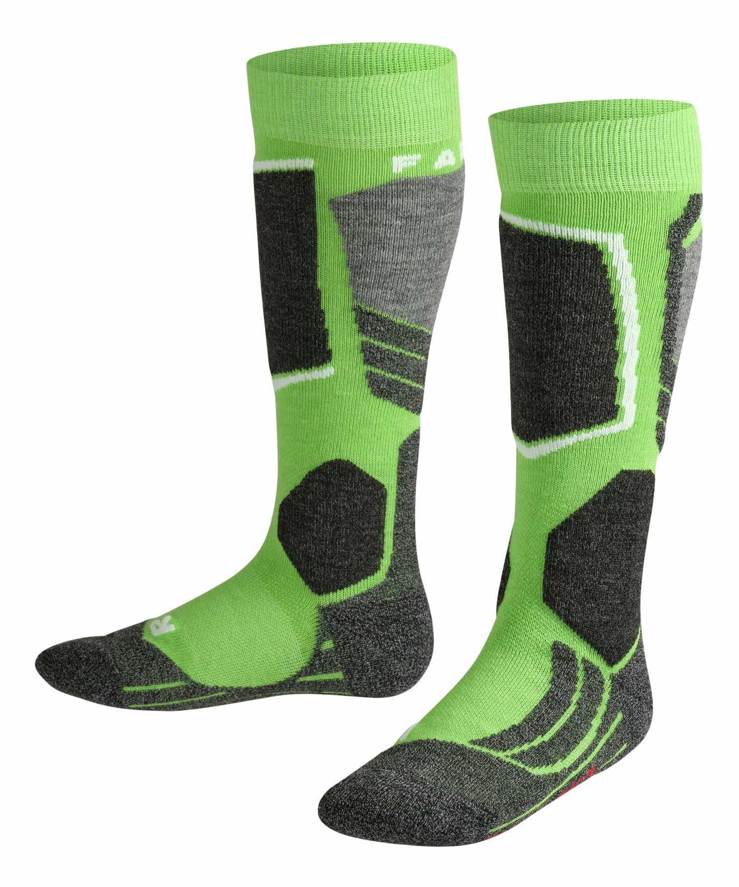 FALKE Uniseks - dzieci Skarpety narciarskie SK2 Intermediate K Kh Wełna ciepłe grube 1 Para, Zielony Vivid Green 7231, 35-38