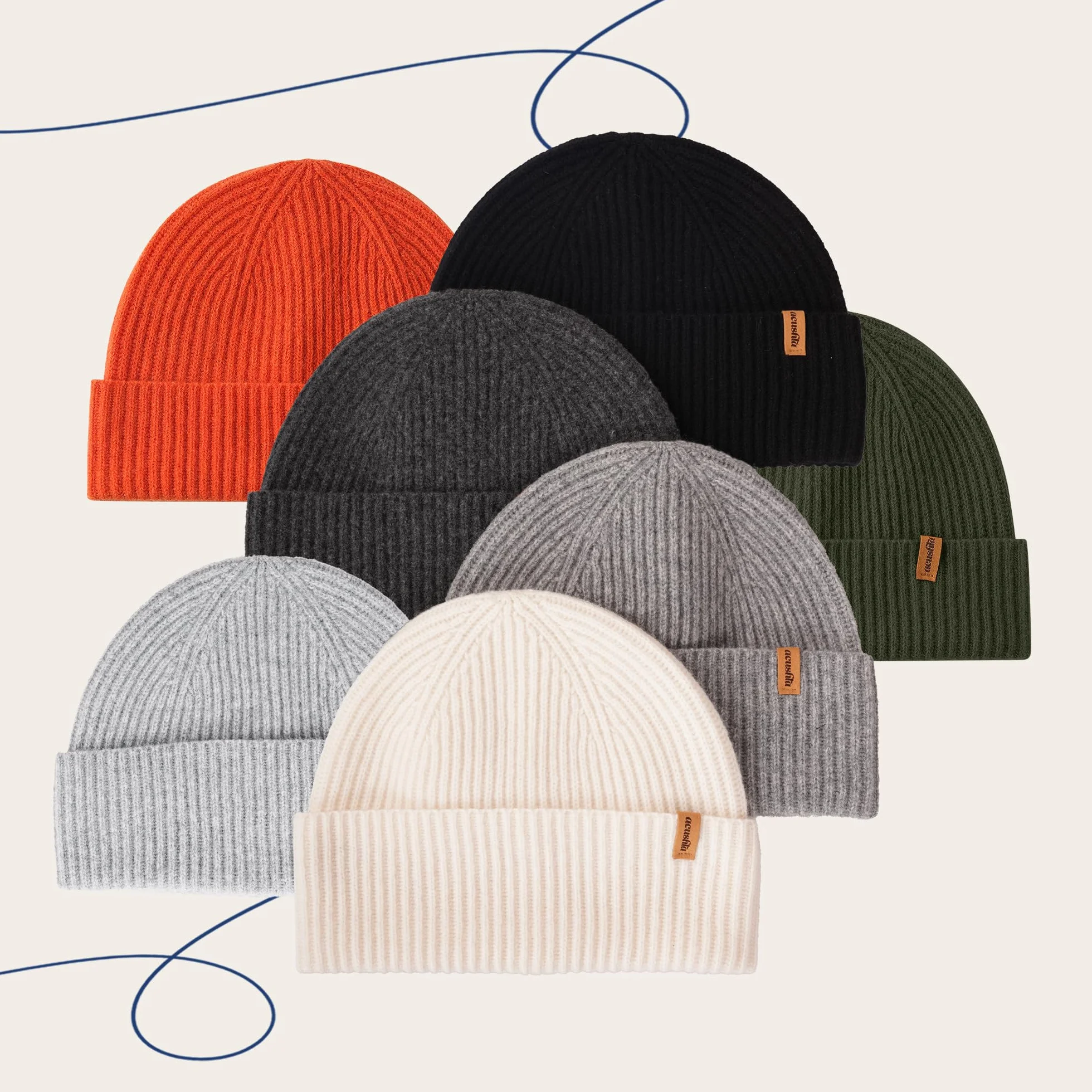 ACUSHLA 100% wełna merynosowa mankietowa czapka dla mężczyzn i kobiet dzianinowa czapka zimowa unisex czapka do zegarka Skullie na zimną pogodę