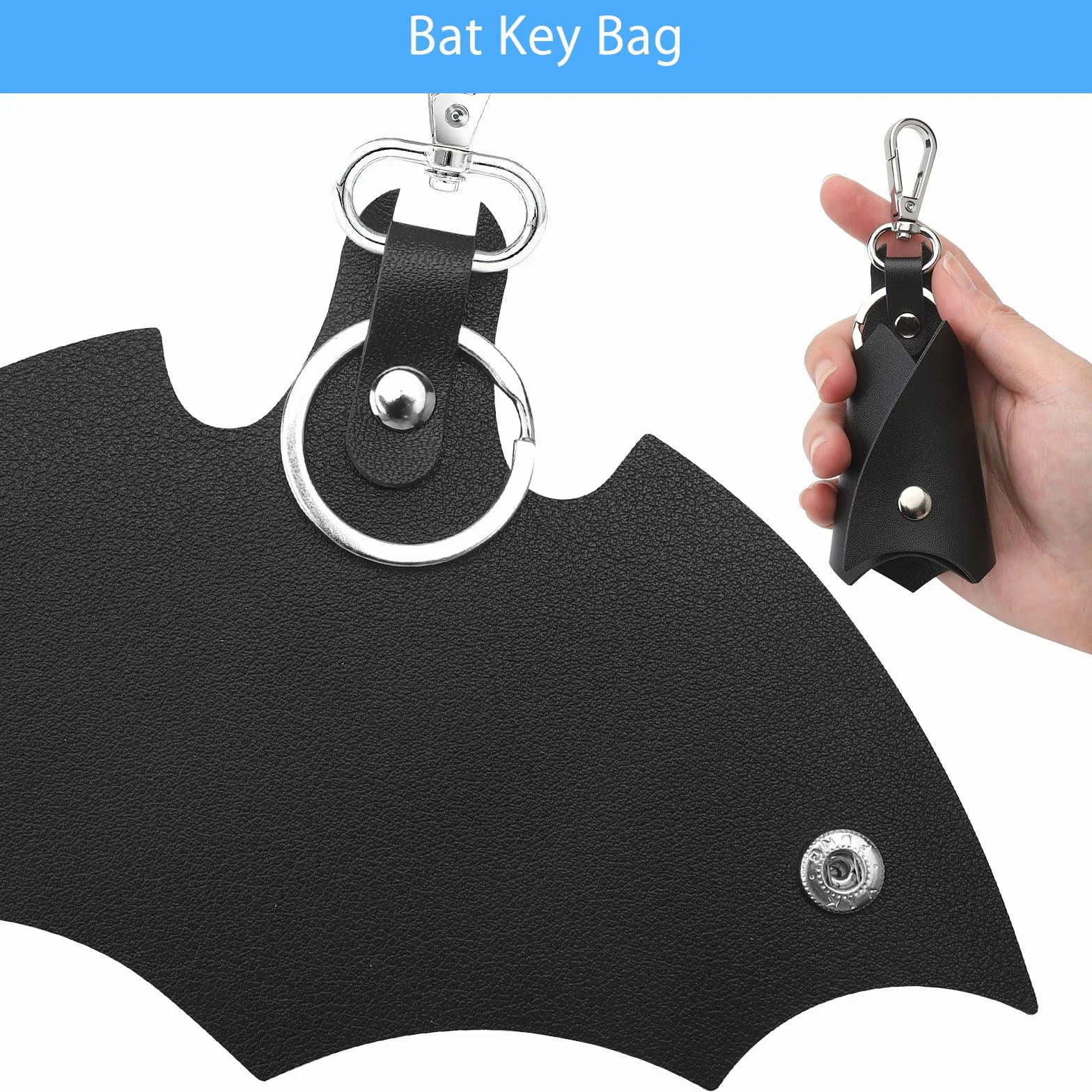 APOMOONS Batman 2 breloki do kluczy, etui na poliuretanu, organizator na klucze Batman, brelok z uchwytem, czarny, 17.5×10.5cm