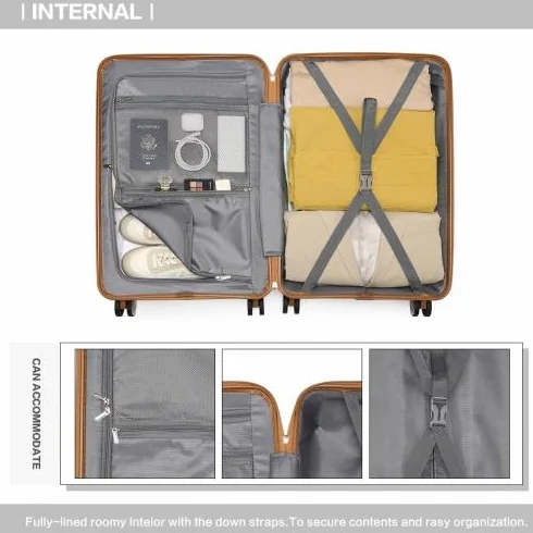 British Traveller Walizka z Twardą Bagaż Podręczny PP Materiał Walizki Podróżna 4 Kółka,66x43,3x28,5cm, Niebieski