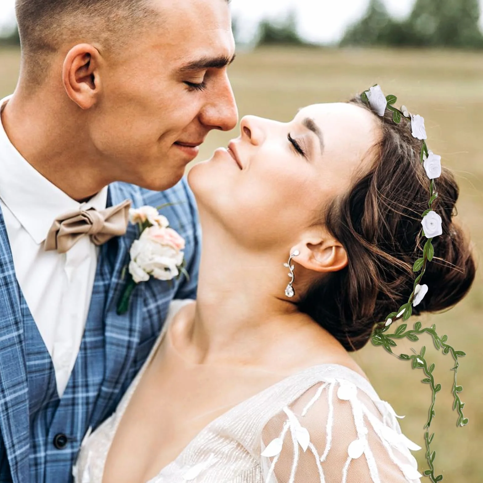 Wieniec z kwiatów, korona kwiatowa, opaska do włosów dla kobiet, sztuczne kwiaty, ozdoba głowy na wesele, dla panny młodej, rekwizyt do zdjęć, festiwal