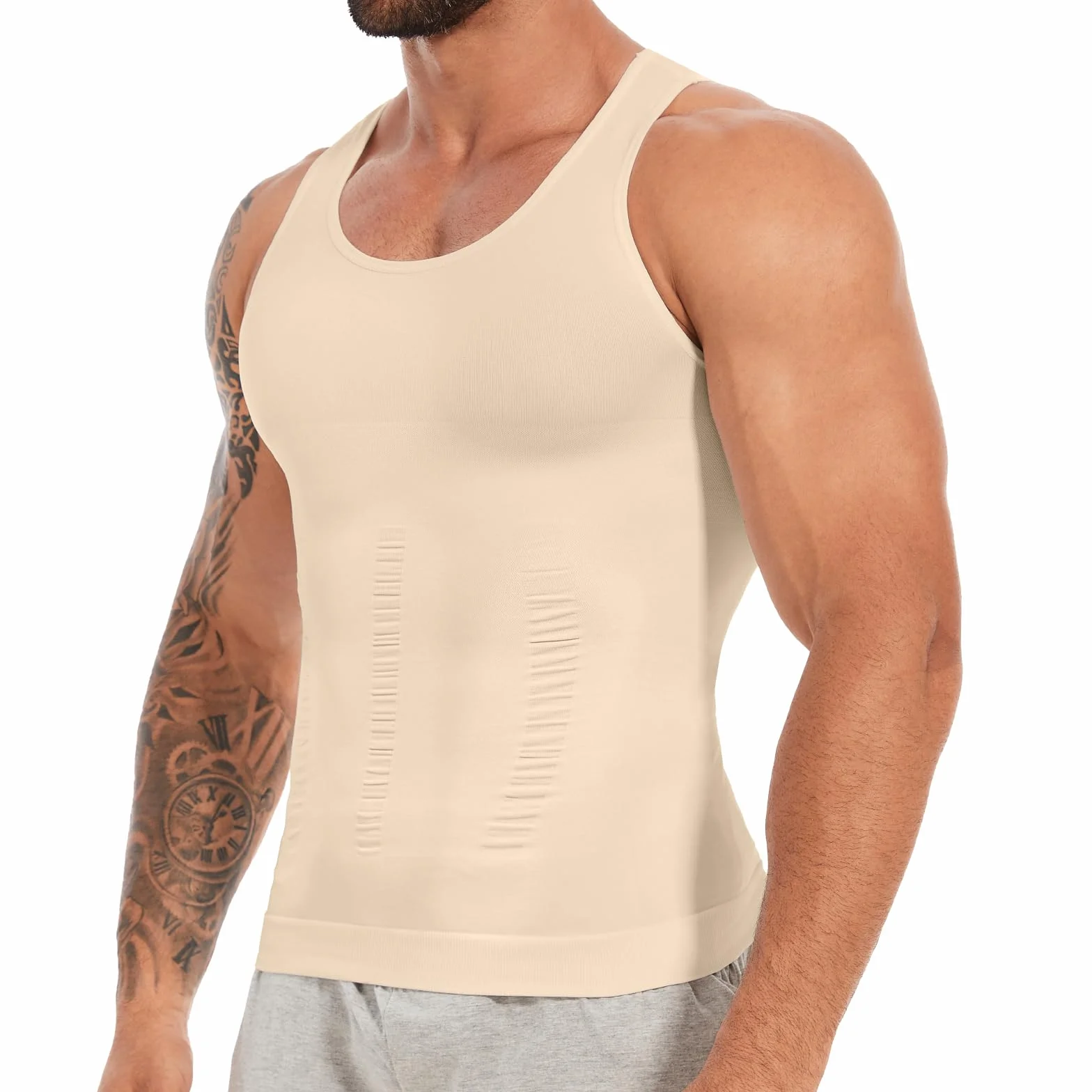 SLIMBELLE Body Shaper męski elastyczny podkoszulek męski Tight Compression Shirt modelująca talię modelująca figurę brzuch koszulka męska