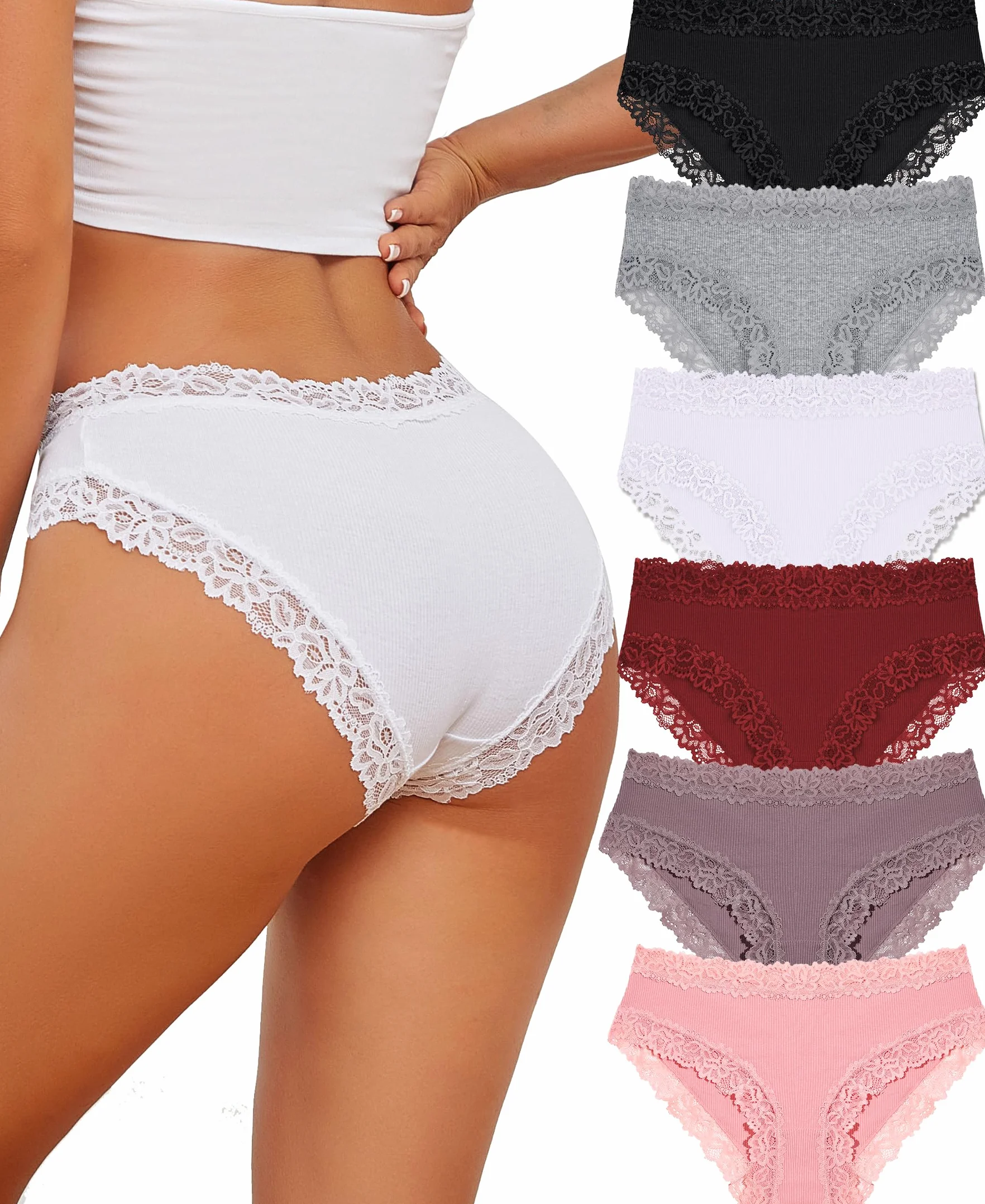 ALL OF SHE 6-pak bawełnianej bielizny damskiej brazylijskie majtki koronkowe majtki damskie seksowne hipsterskie cheeky kobiety bielizna wielopak S-XL