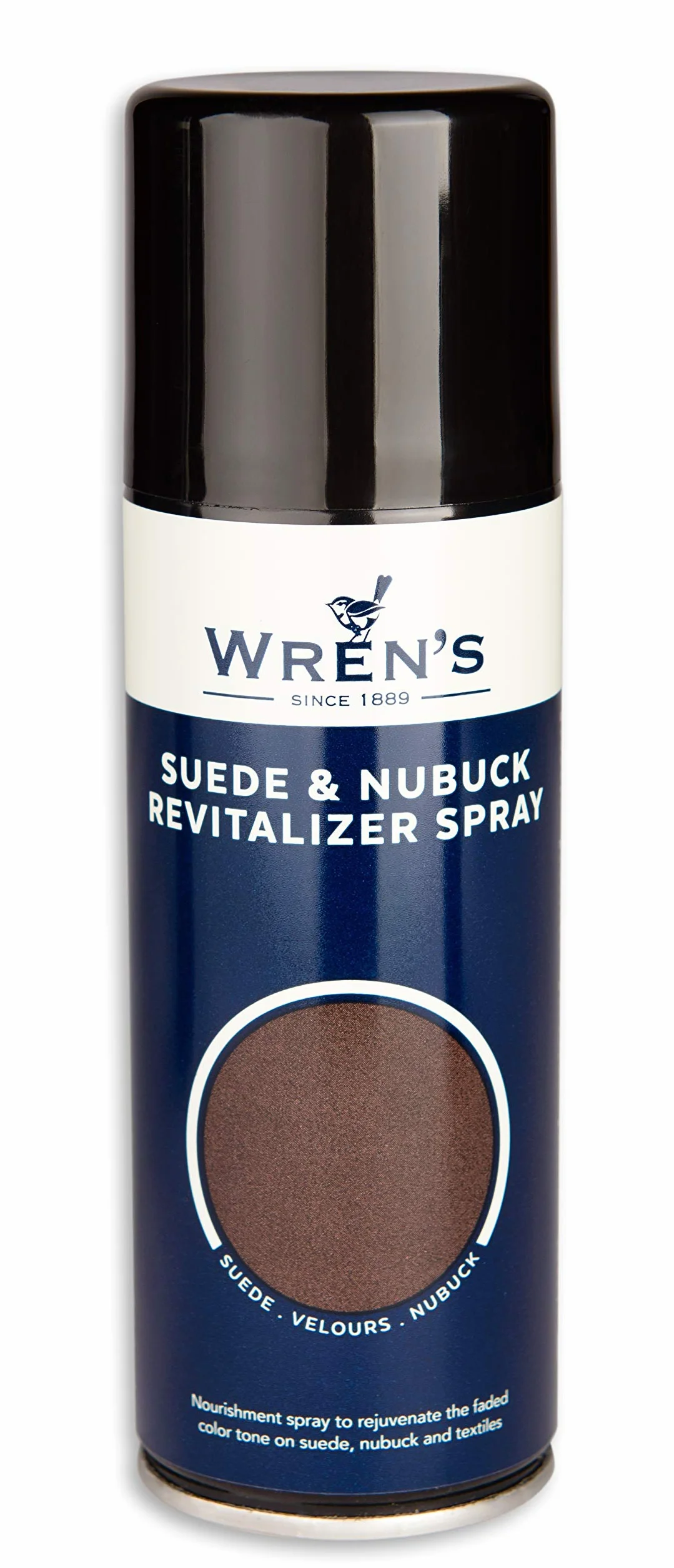 Suede Velours Renovating Spray – odżywia i odmładza wyblakły kolor na zamszu, nubuku, butach tekstylnych, butach i torbach, rewitalizator Wren's Revitalizer, 200 ml - 200 ml (118 - czarny)