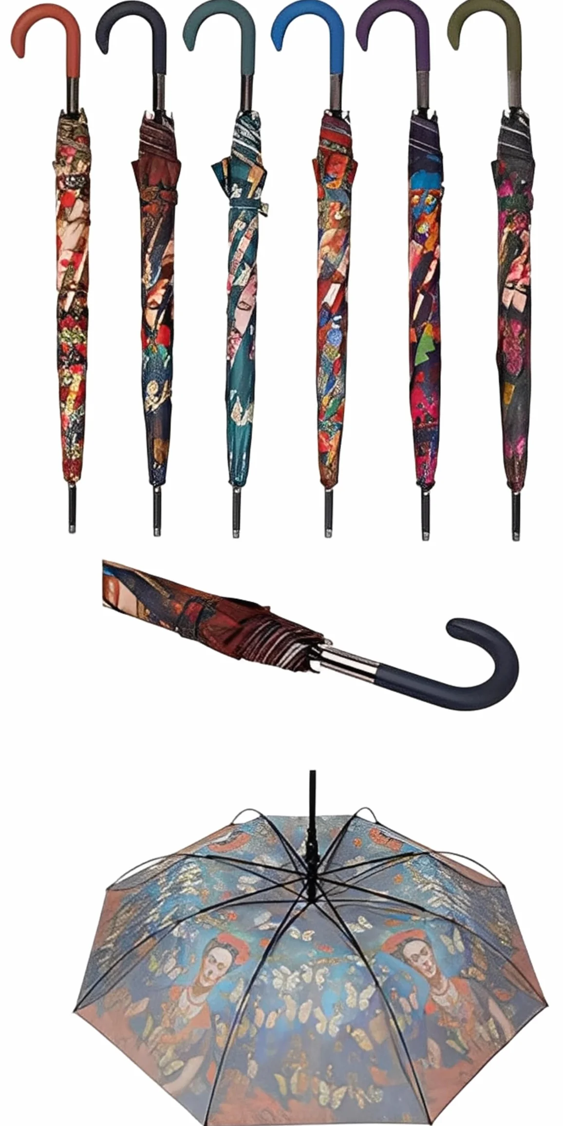 Miro Travel Wear Parasol Frida dla kobiet Kolor, sztuka i styl w deszczu! Długi parasol wiatroszczelny | Motyle kwiatowe | Oryginalny prezent