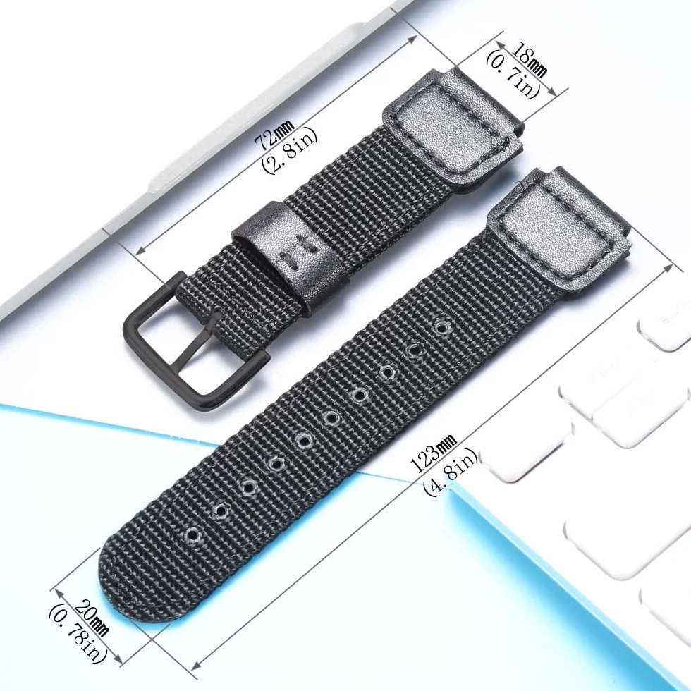 Nylonowy pasek 18 mm kompatybilny z zegarkami męskimi Casio AE1200WH AE-1000 SGW-300H/400 W-735 PRG270 - skórzany pasek zastępczy do zegarka, 18mm, Nylon, Stworzony kwarc