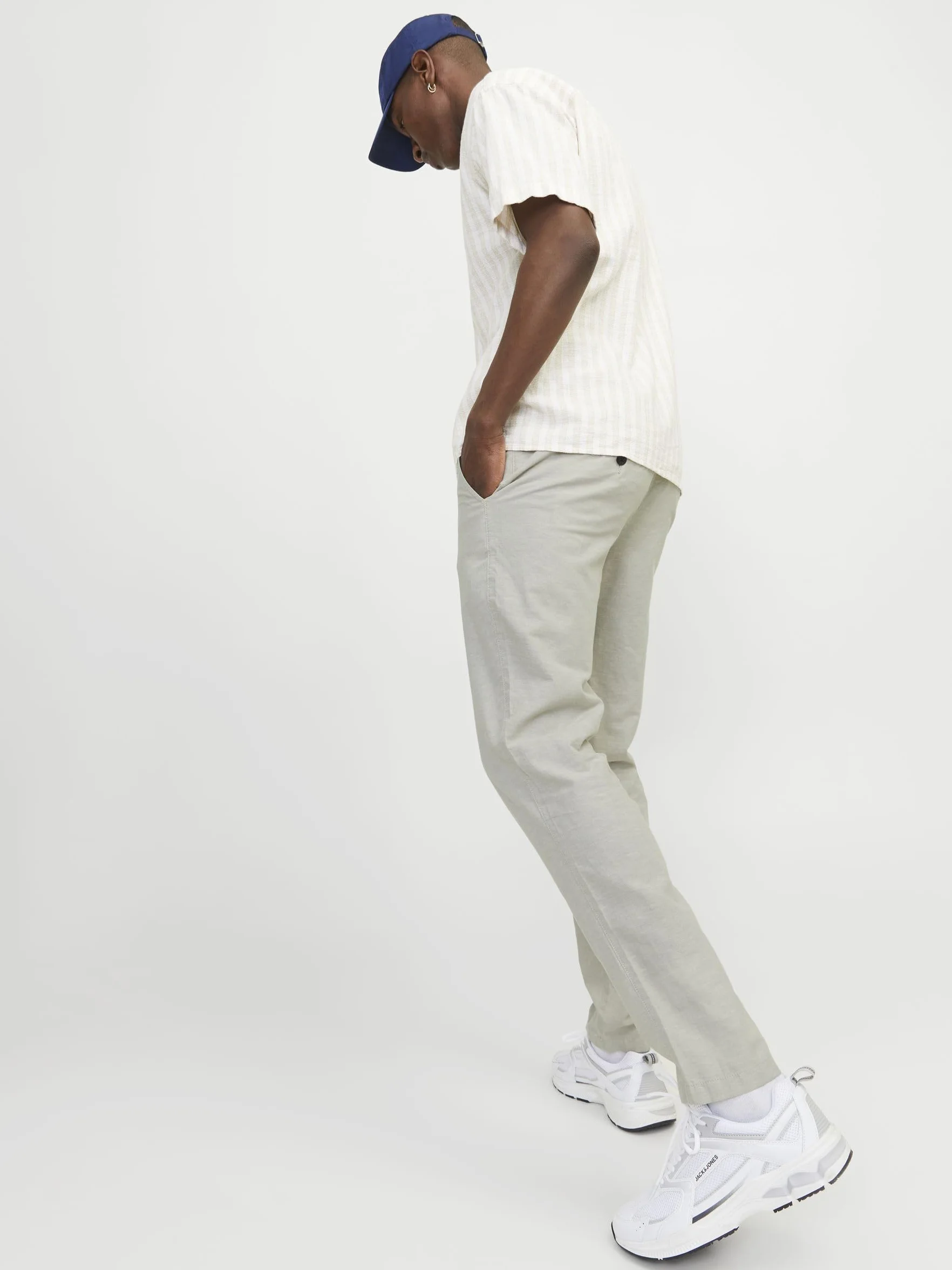 JACK & JONES Jpstace Jjsummer Linen Blend Pant Sn - spodnie materiałowe Mężczyźni
