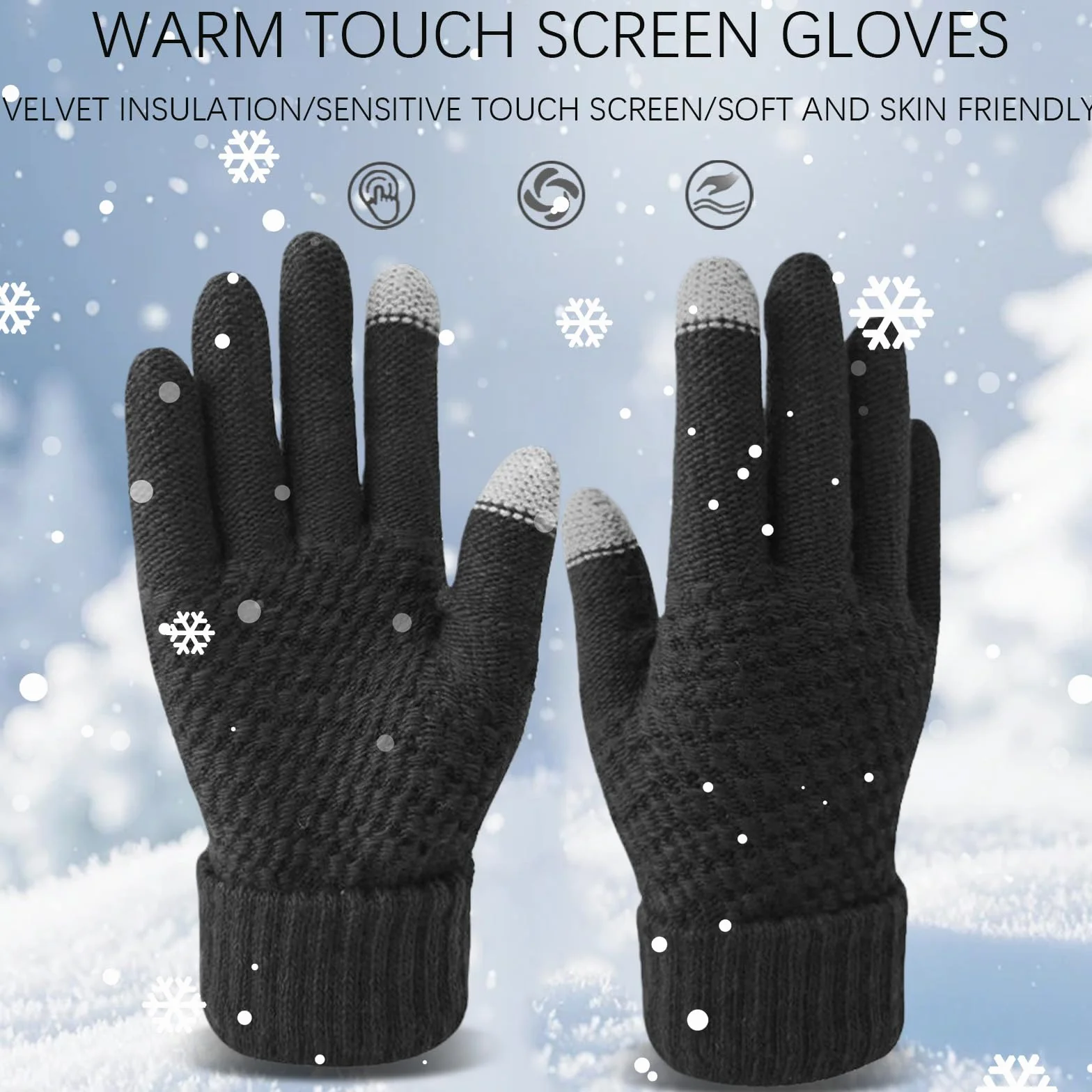GWAWG 2 szt. damskie rękawiczki termiczne do ekranów dotykowych – damskie ciepłe rękawiczki zimowe dla kobiet, polar lined outdoor running cycling cold weather accessories
