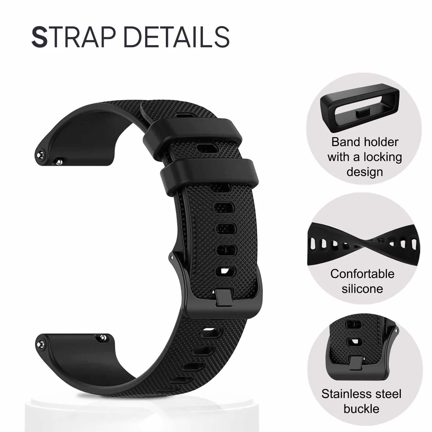 OcioDual Silikonowy pasek do zegarka, szybkie uwalnianie, kompatybilny z uniwersalnymi modelami 20mm-22mm-18mm, unisex
