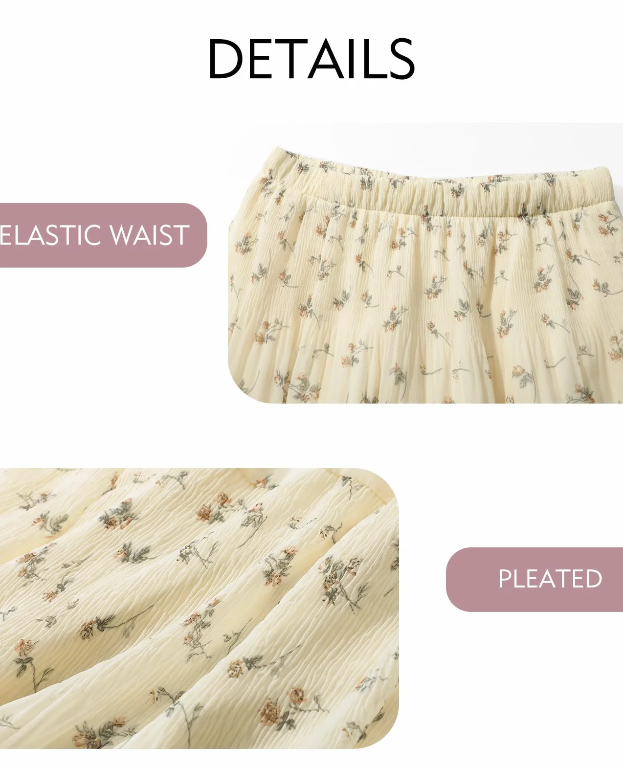 Genfien Damskie eleganckie spódnice z wysokim stanem z wysokim stanem szyfonowa spódnica z letnią podszewką boho