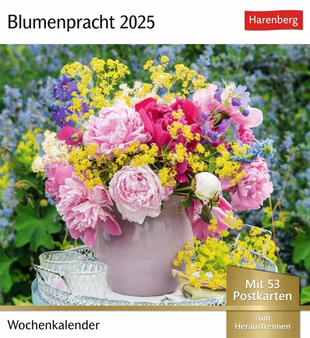 Blumenpracht Postkartenkalender 2025 - Wochenkalender mit 53 Postkarten: Kalender mit 53 traumhaften Fotos von Blumensträußen und Blüten. Blumen-Kalender 2025 mit Postkarten