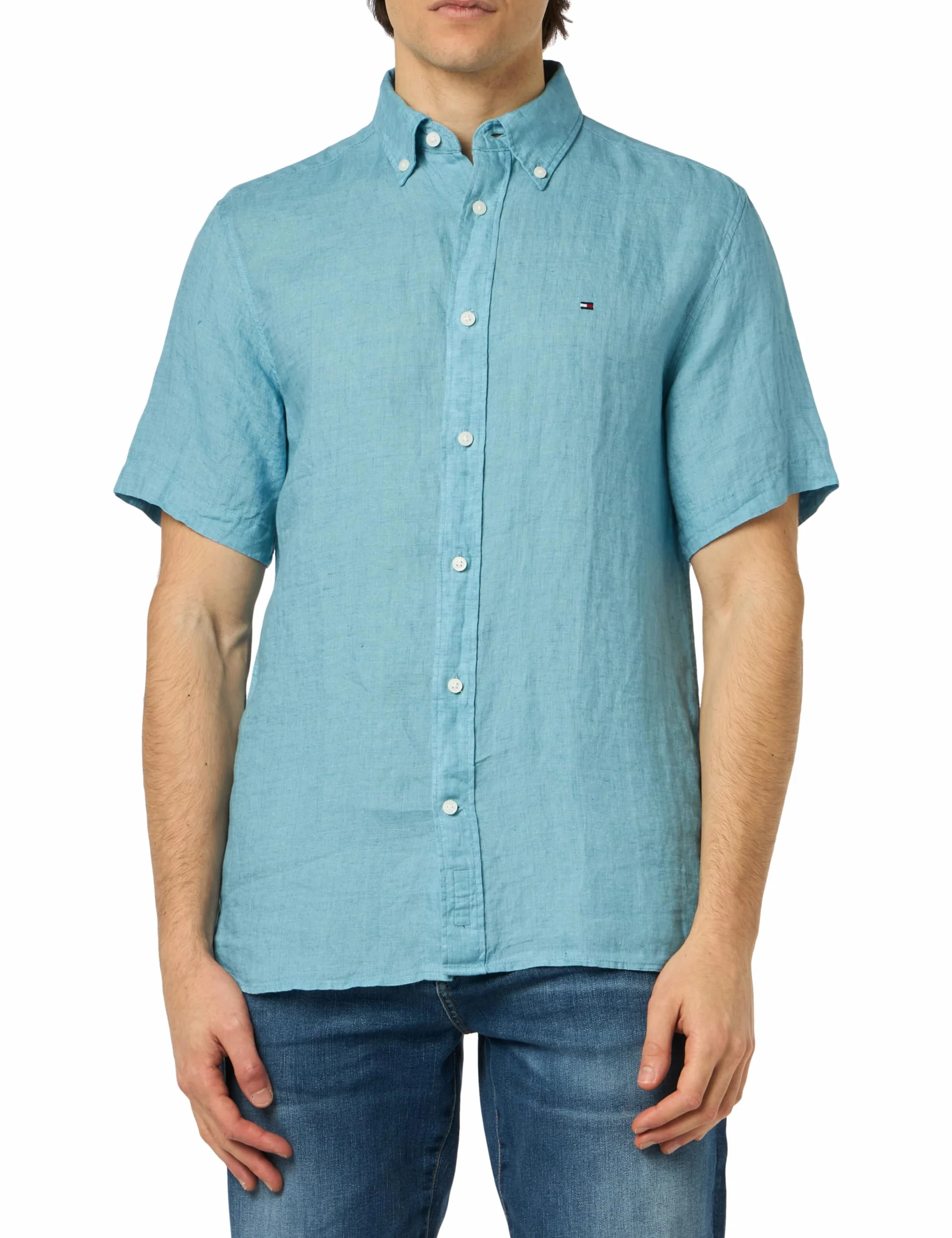 Tommy Hilfiger Koszule codzienne Mężczyźni Pigment Dyed Linen Rf Shirt S/S Mw0mw35207