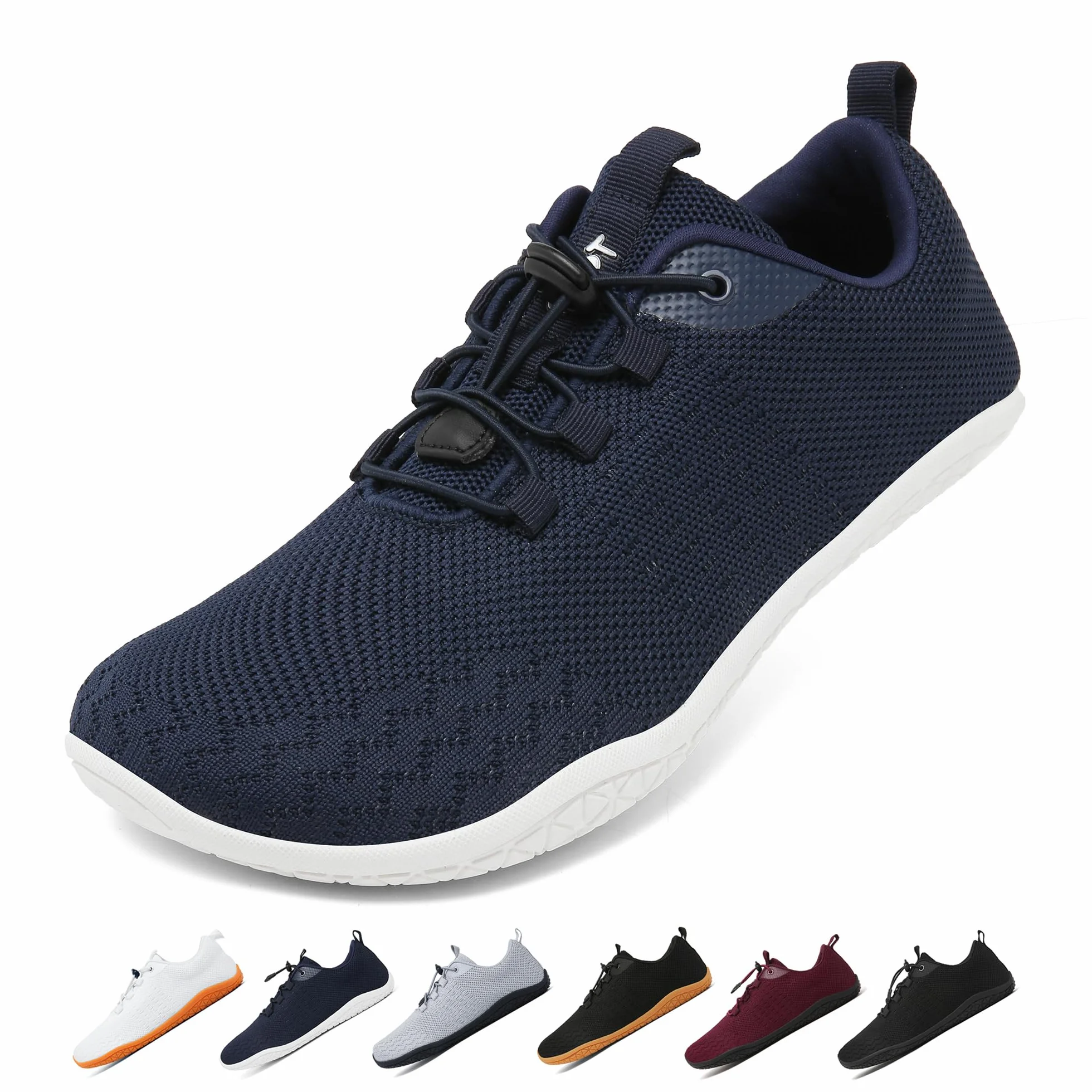 Geweo Buty Barefoot Mężczyźni Kobiety Lato Barefoot Shoes Szeroką Skrzynką na Palce Lato Oddychające Buty do Biegania Buty do Treningu Lekkie Wygodne Buty Fitness Sneaker Unisex Ciemnoniebieski 43EU