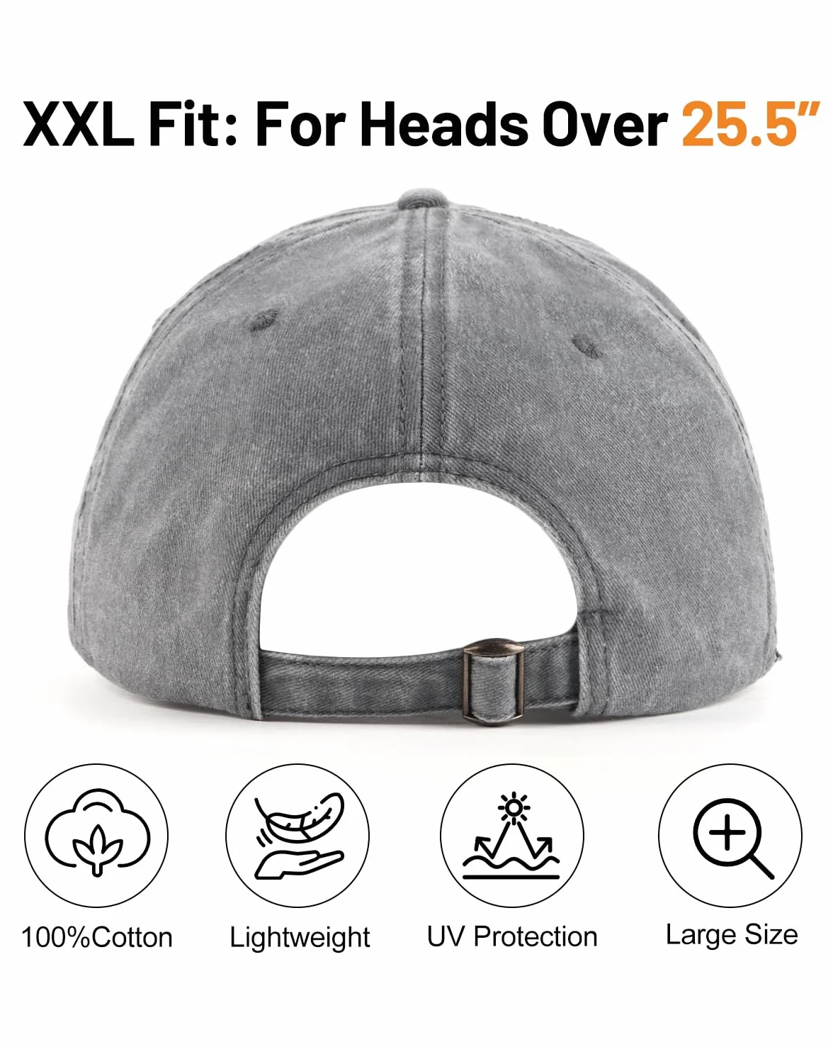 Zylioo Czapka z daszkiem ze spranej bawełny, XL/XXL, duża, do biegania, barwiona pigmentami, sportowa, vintage do tenisa, na świeże powietrze