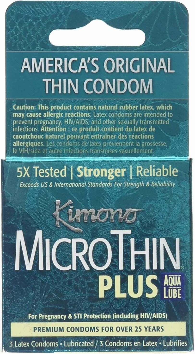 Mayer Laboratories Kimono Microthin Aqua Lube lateksowe kondomy, 3 kr