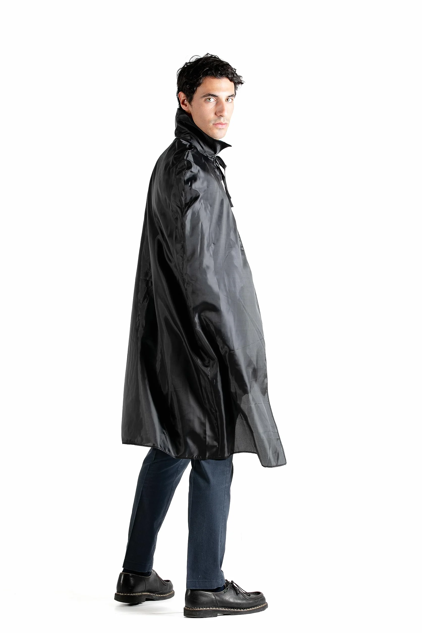 Cape Cloak disguise fancy dress with lapel revers (One size adult), black