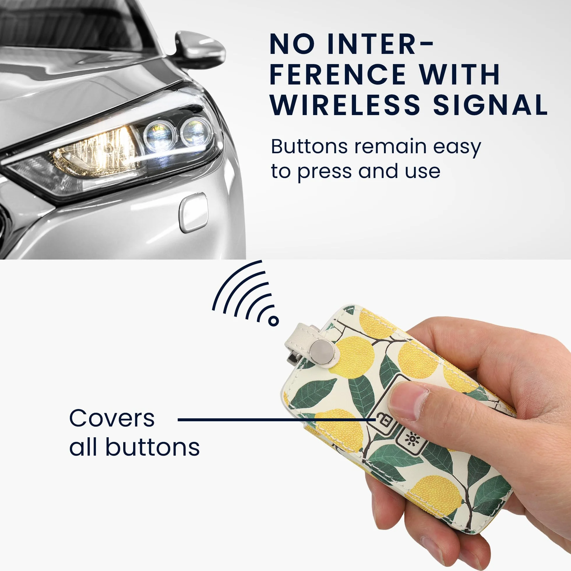 kwmobile Etui na klucze kompatybilne z kluczem samochodowym Renault z 4 przyciskami (tylko Keyless Go) - sztuczna skóra - cytryny żółty/zielony/beżowy