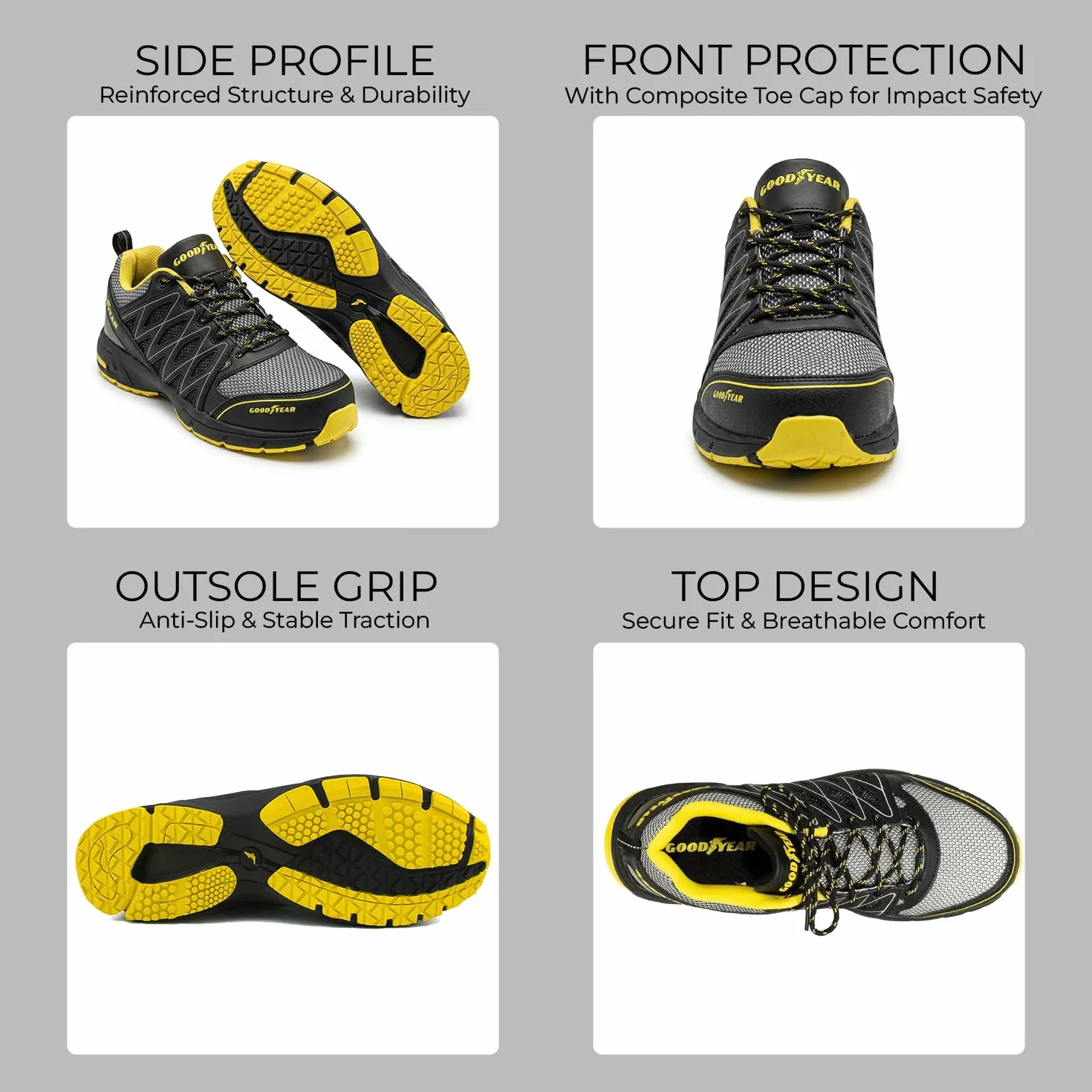 Goodyear Mężczyźni Metallfreie Arbeitssicherheit Trainer Mit Non Metallic Stoffkappe S1p / / Hroobuwie ochronne