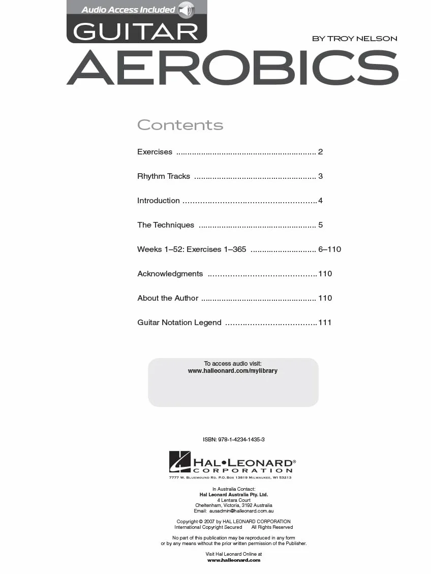 Guitar Aerobics Book/Online Audio: A 52-Week, One-Lick-Per-Day Workout Program for Developing, Improving & Maintaining Guitar Technique
