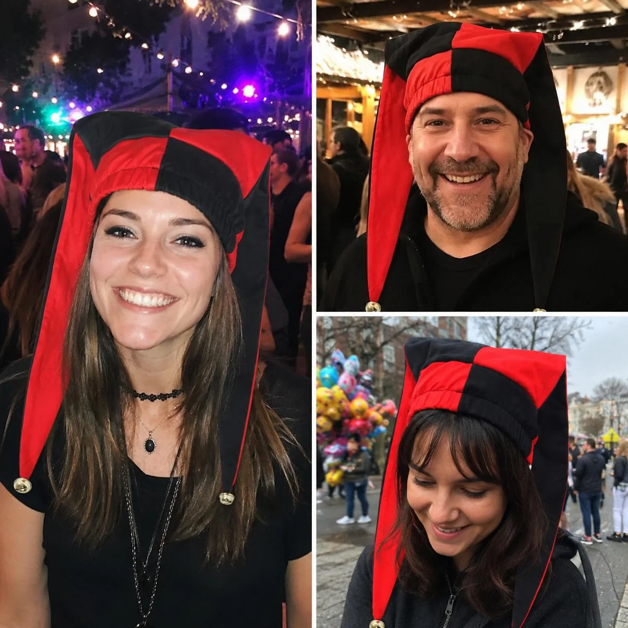 Błazen kapelusz z dzwonkami arlekin diamentowy wzór na Halloween Boże Narodzenie kostium akcesoria