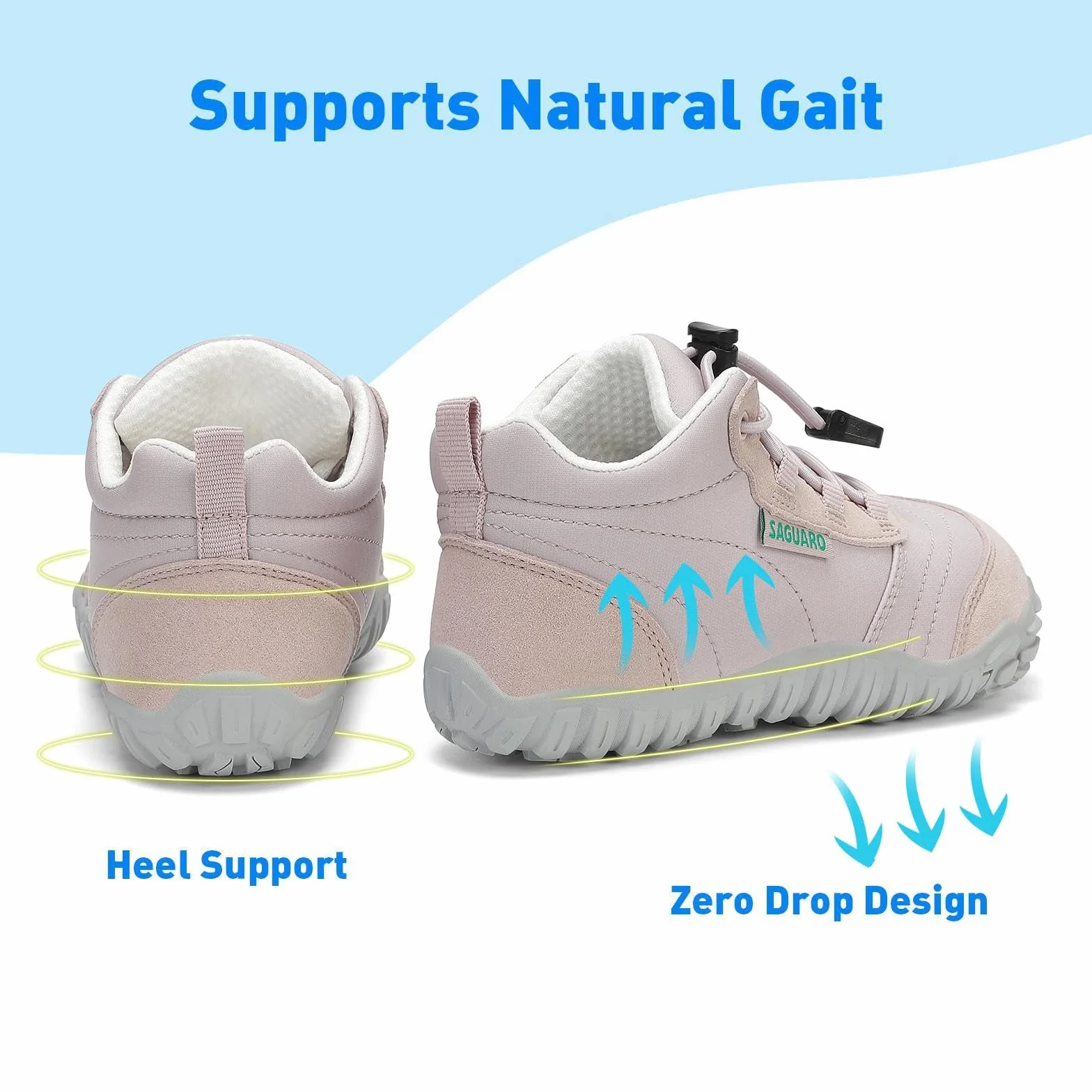 SAGUARO Dziecięce buty boso buty do biegania na szlaku barefoot minimalistyczne, lekkie, oddychające, rozmiar 26-36