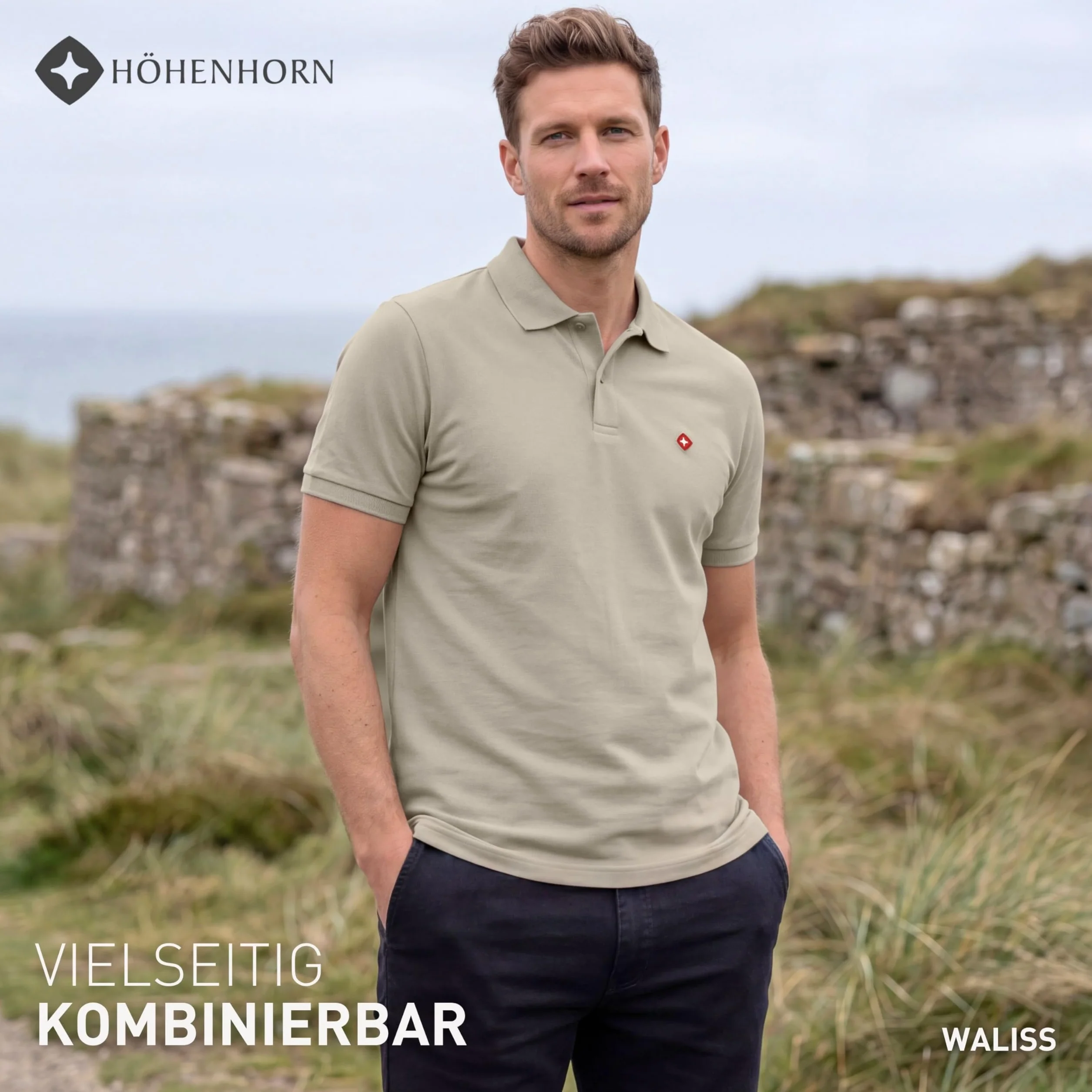 Höhenhorn Waliss męska koszulka polo, regularny krój, wygodna bawełniana koszulka polo, wysokiej jakości, stylowa, modna