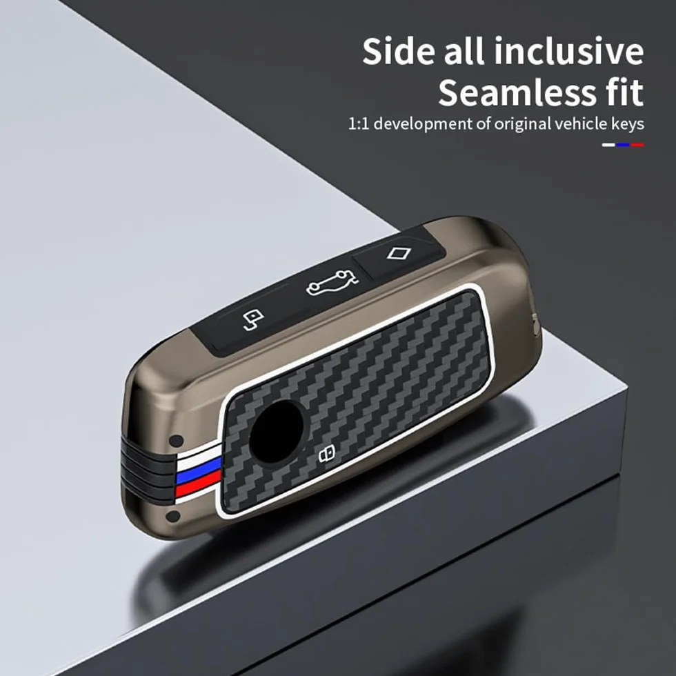 ontto Pasuje do BMW etui na kluczyki samochodowe BMW serii 2 U06 3 G81 M3 5 G60 7 G07 X1 U11 X5 F95 IX1 i4 2023-2025, metalowa osłona na klucze, etui ochronne, 4 przyciski