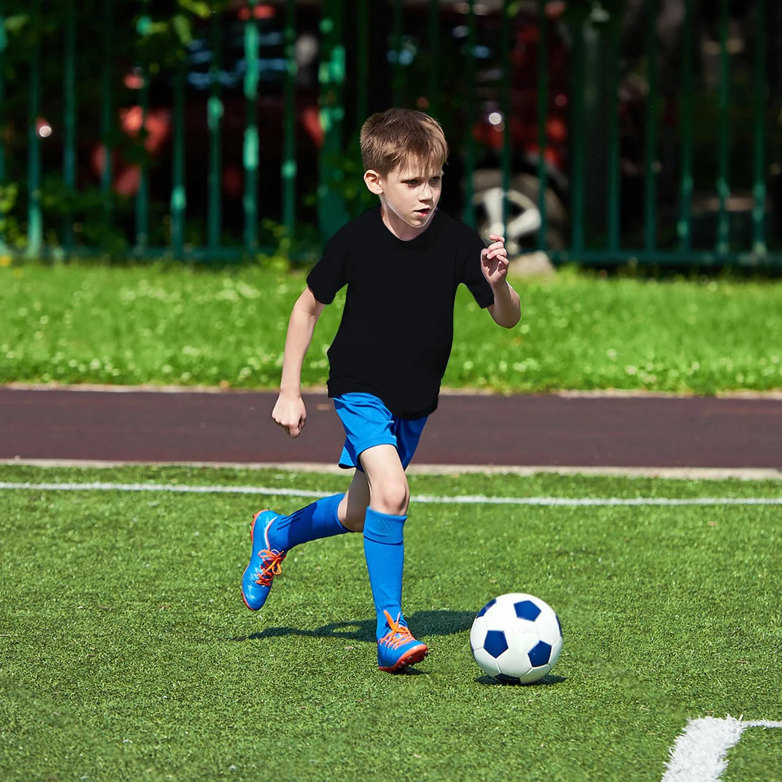 HYCOPROT Chłopięca koszulka kompresyjna, krótkie rękawy, podkoszulek dla dzieci, sportowa warstwa podstawowa, szybkoschnąca, oddychająca koszulka