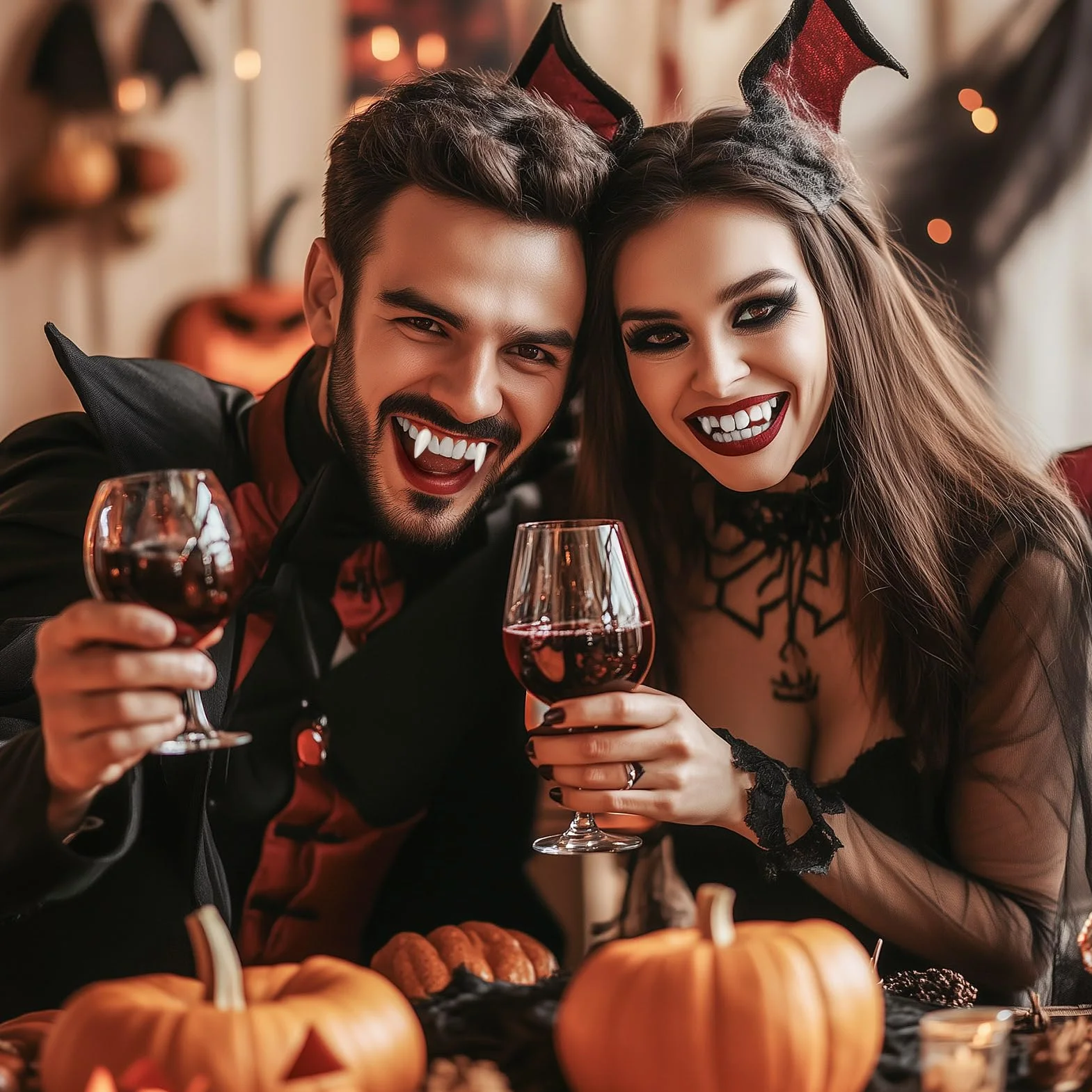 12 par zębów wampirów na Halloween, 4 rozmiary, wampiry, cosplay, pellet, klej do cosplay, rekwizyty, Halloween, demony, czarownica