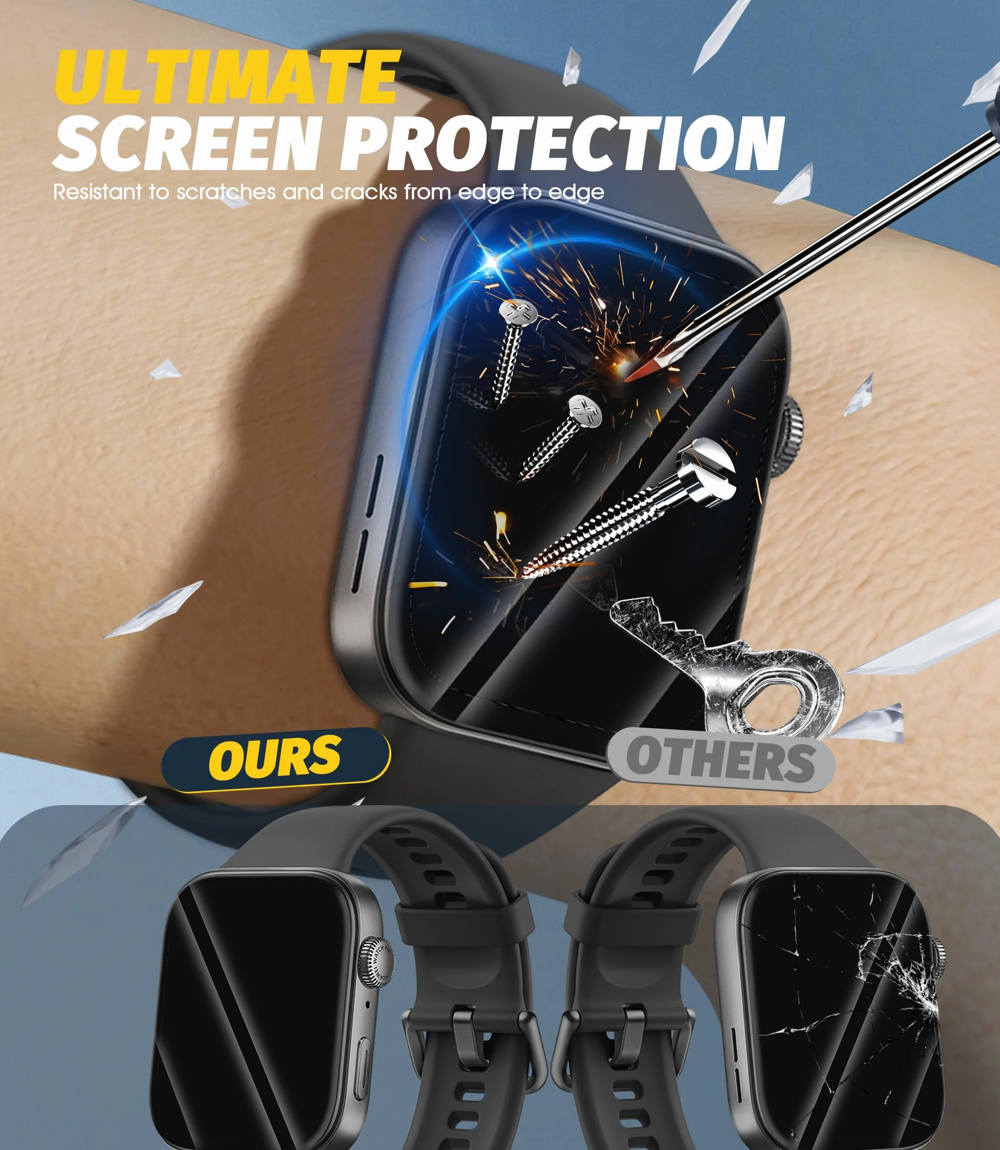 NEWZEROL 4-częściowa osłona ekranu kompatybilna z Huawei Watch Fit 3 z ramą montażową, [pełne pokrycie] PMMA i PC (bez szkła) Ultra cienka osłona ekranu odporna na zarysowania HD