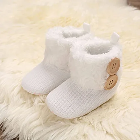 Botki dla niemowląt, ciepłe, zimowe, dla noworodków, unisex, z podszewką z pluszu, buty dla niemowląt