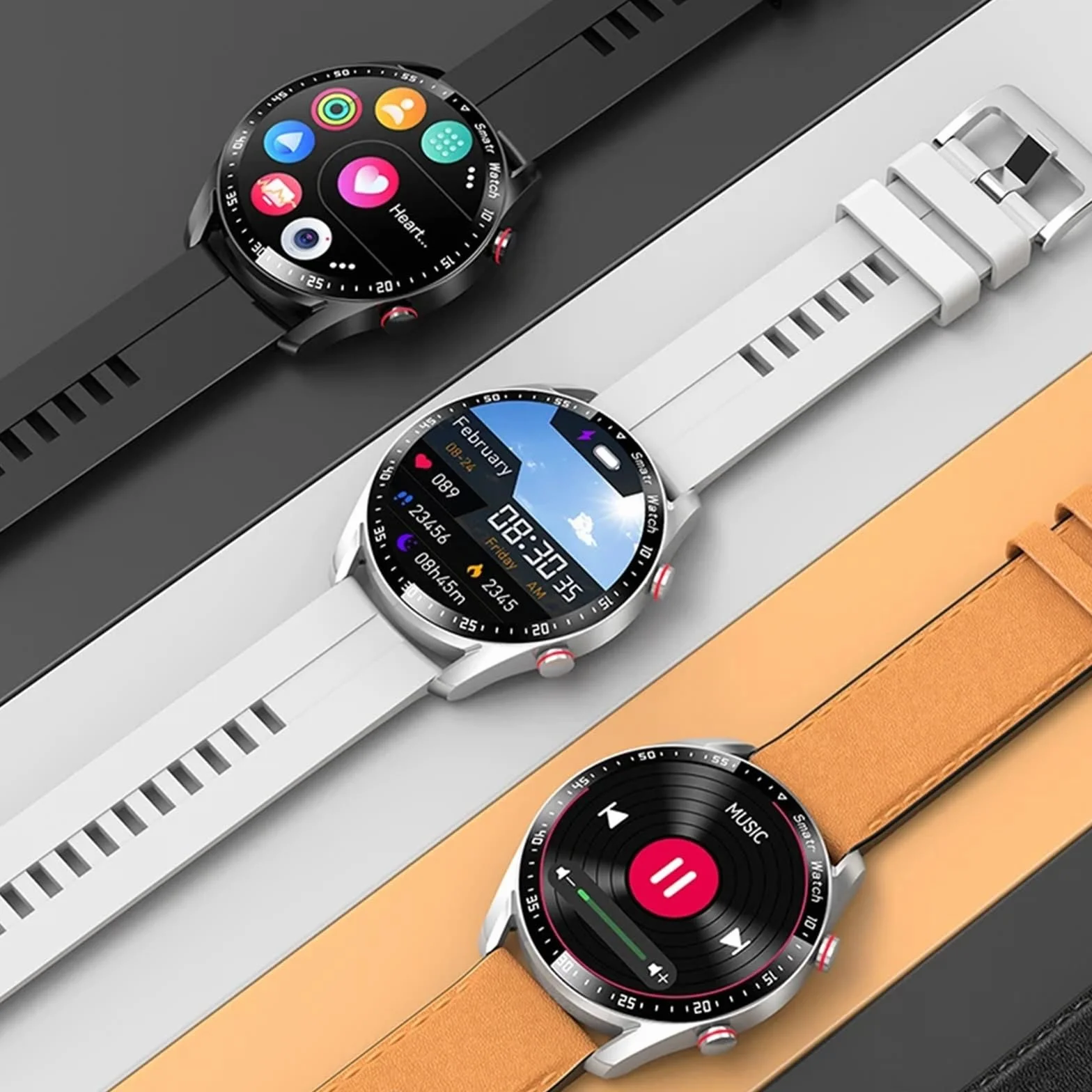 EKG + PPG Inteligentny Zegarek Bluetooth Call Męski W Pełni Dotykowy Zegarek Sportowy Monitor Zdrowia Męski Smartwatch Wodoodporny Dla Androida IOS (Color : Silver silicone band)