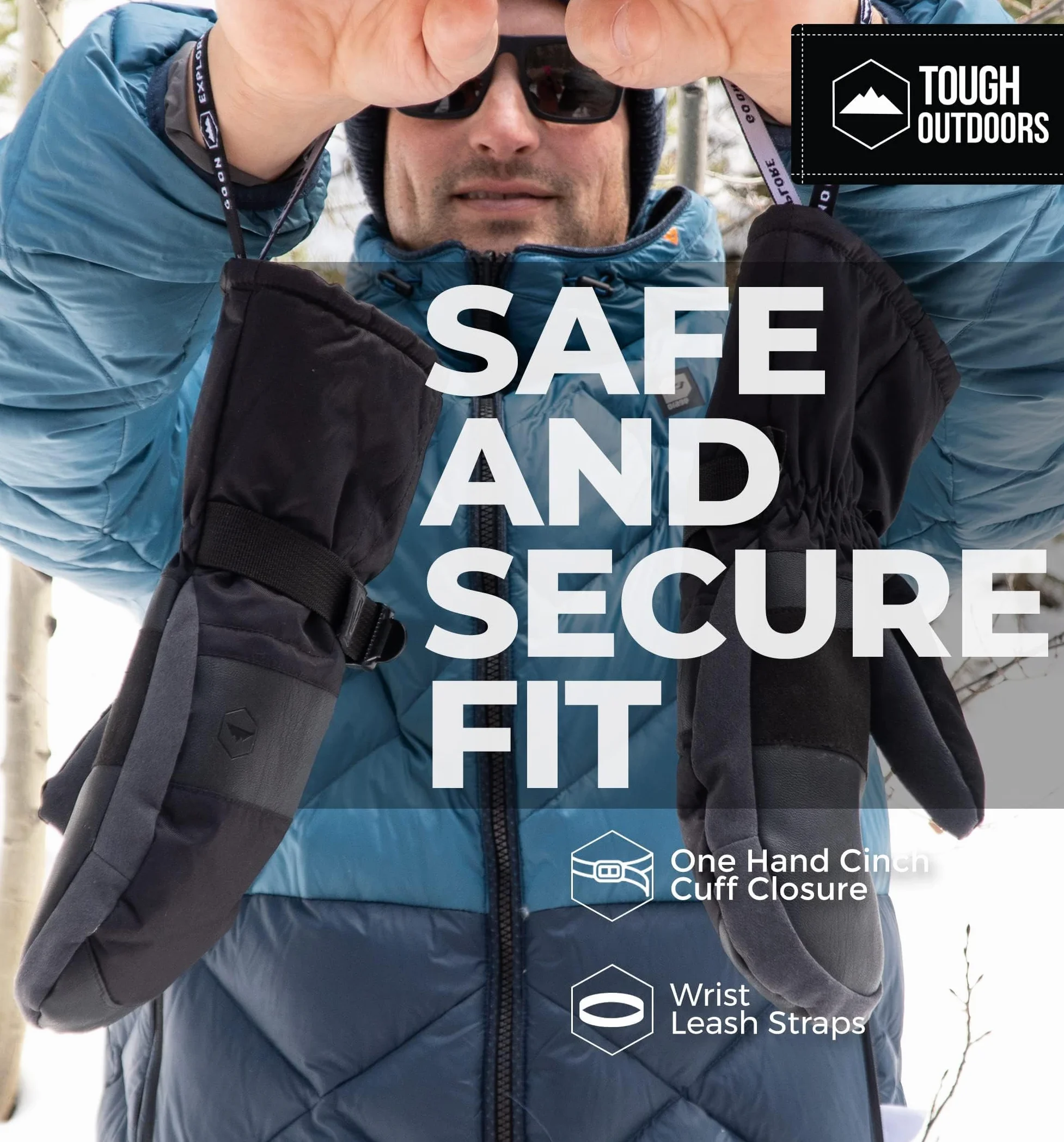 Tough Outdoors Zimowe rękawice narciarskie dla dorosłych dla kobiet i mężczyzn - męskie damskie wodoodporne izolowane rękawice snowboardowe - ekstremalnie zimna pogoda snowboard rękawica śnieżna