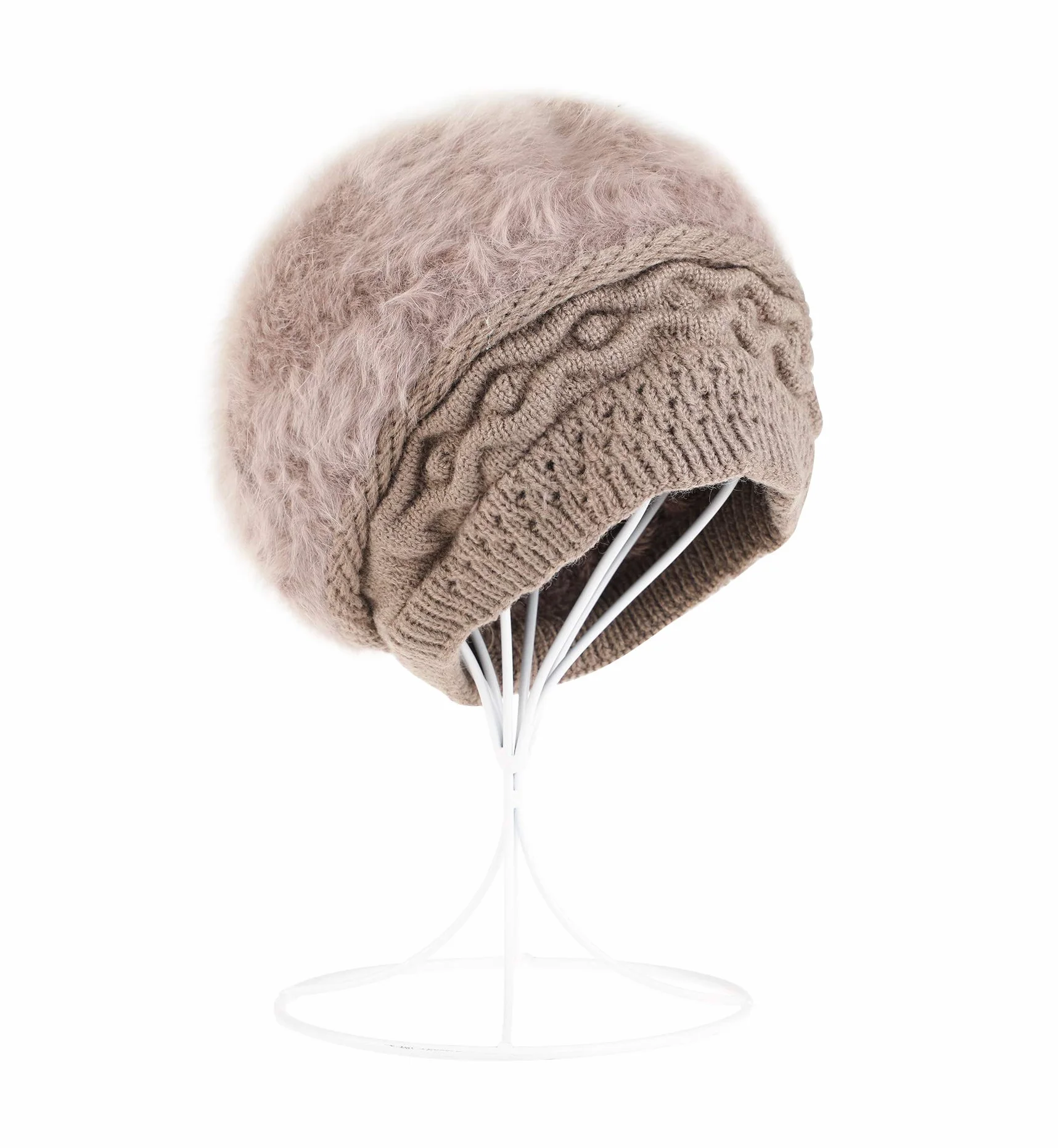Superora Czapka beanie dla kobiet dwuwarstwowa polarowa linia zimowe czapki z dzianiny żeberet czapka francuska czapka vintage dzianinowa pleciona szydełkowa elegancka lekka vintage ładna klasyczna